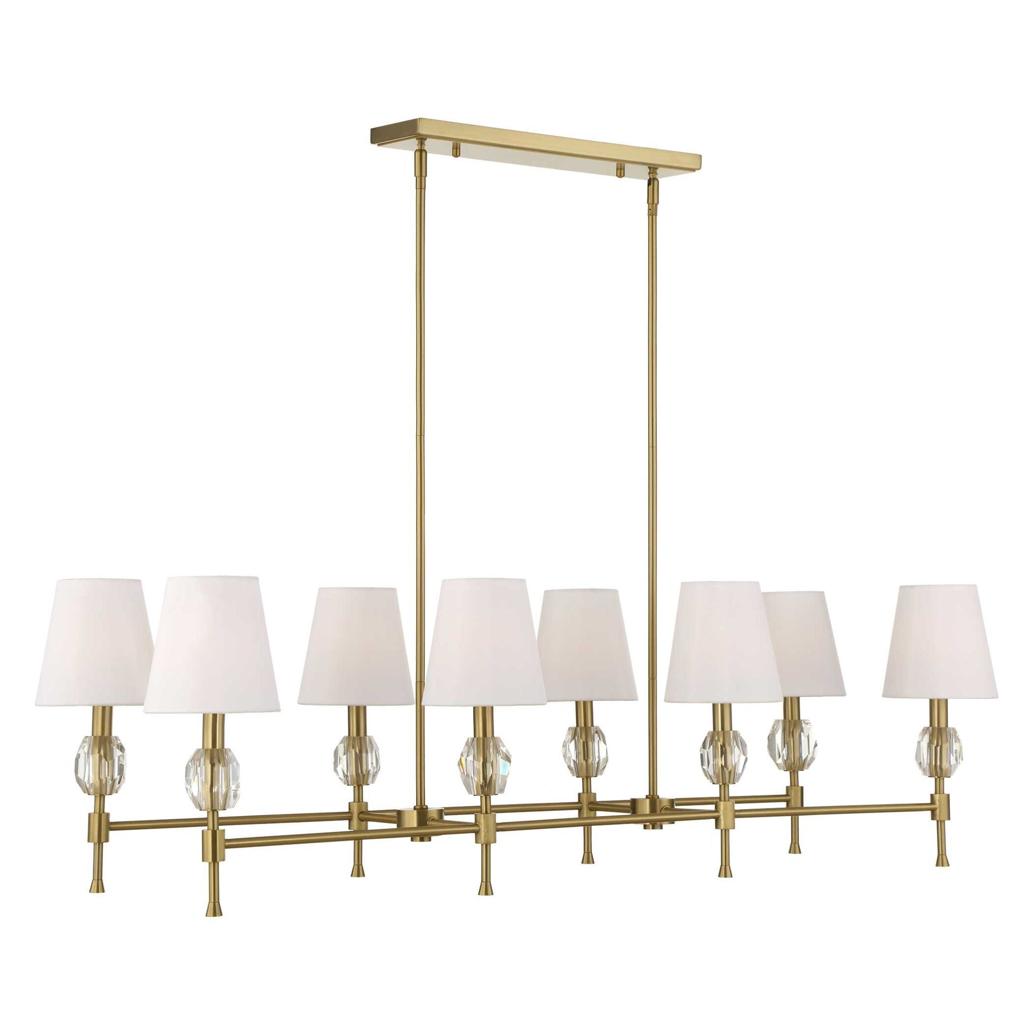 Arques - 8 Light Linear Chandelier - White / Gold