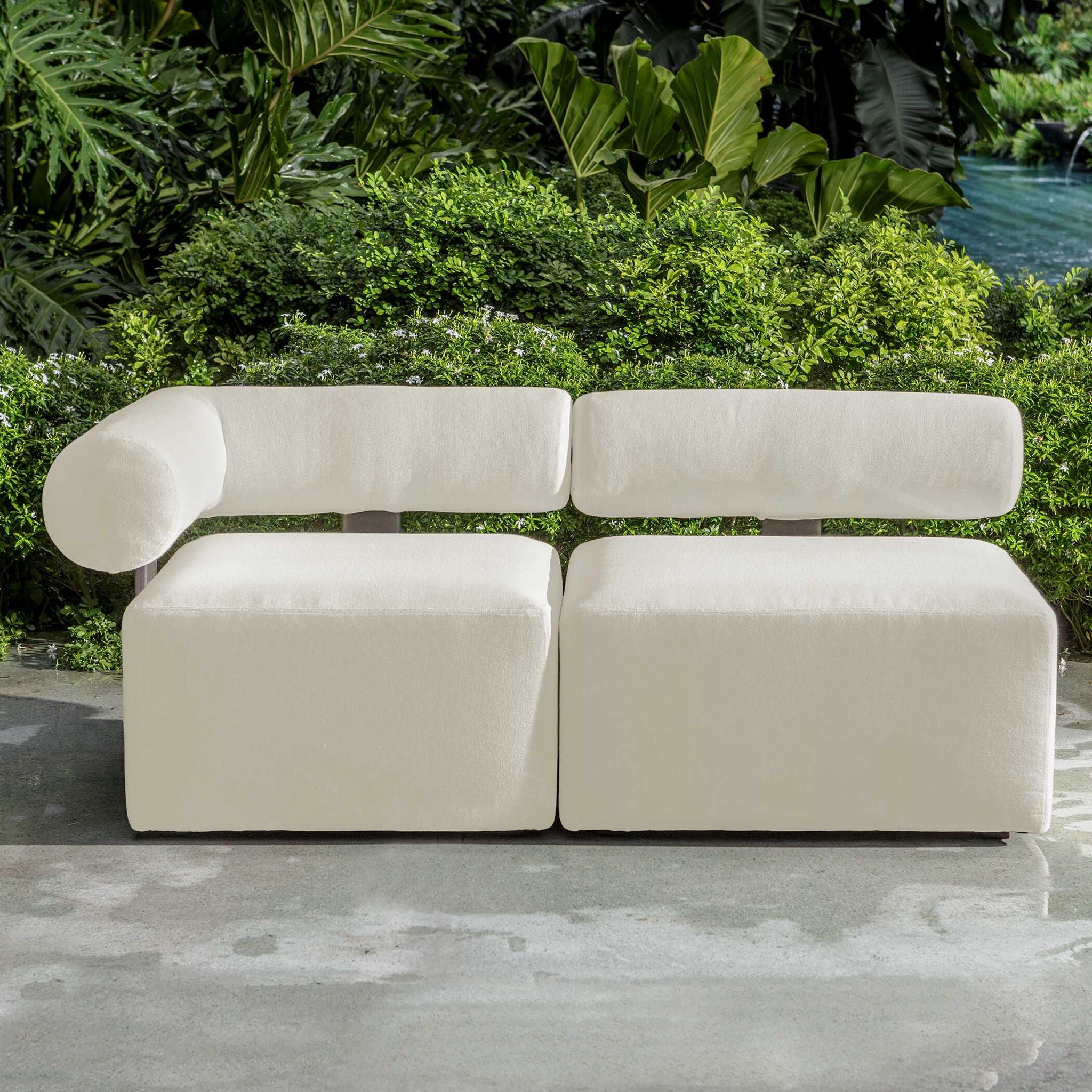Bolster Back - Outdoor Corner Sofa - White