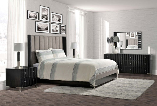 Amish American modern Bed 1A/ choice of wood finish & fabric