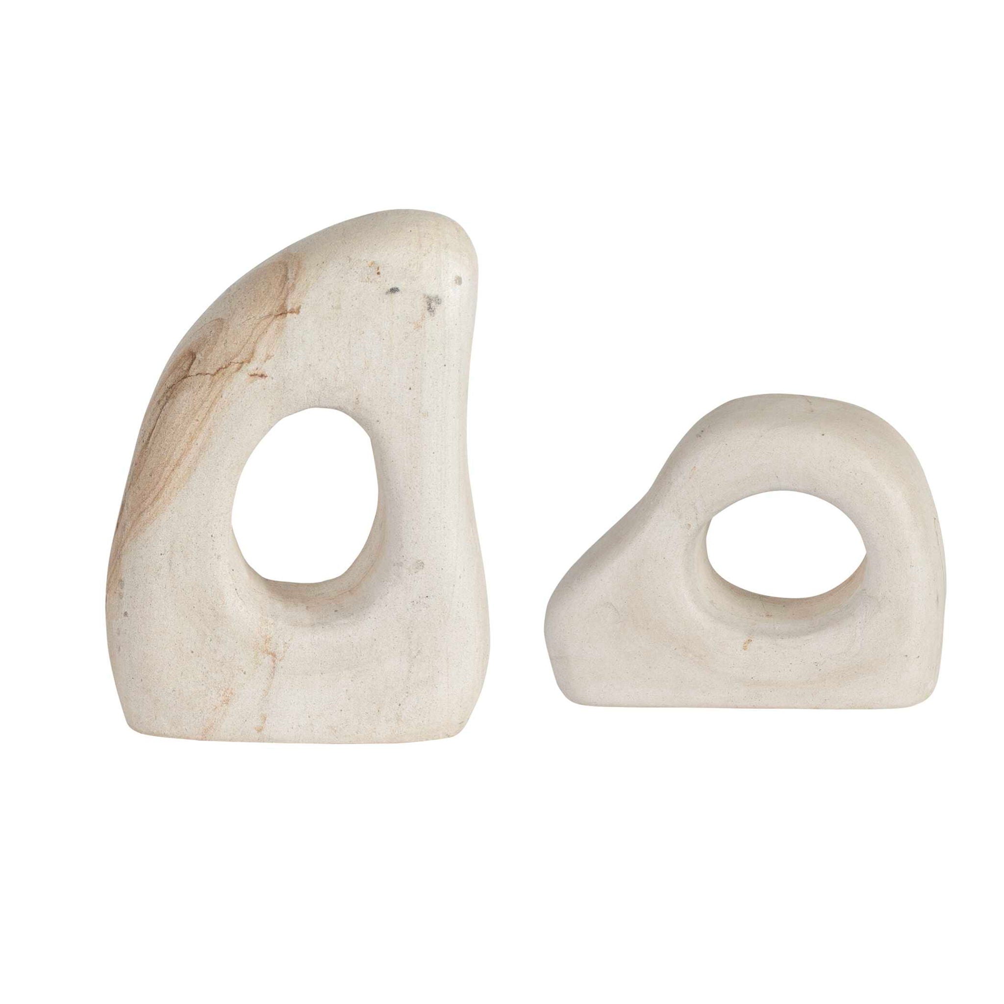 Stone Flow - Outdoor Sculptures (Set of 2) - Brown / White