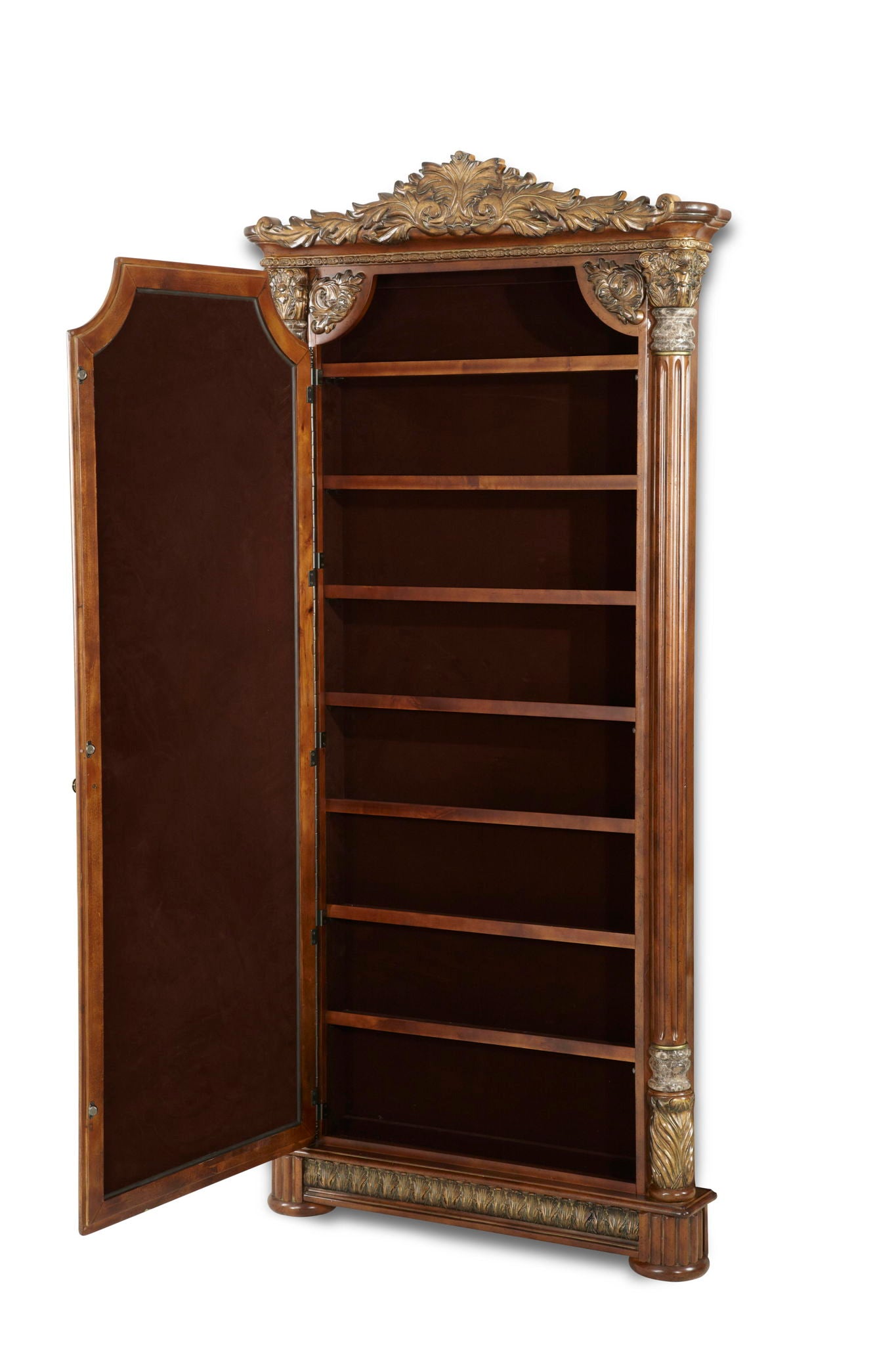 Villa Valencia - Accent Floor Wall Mirror With Storage - Classic Chestnut