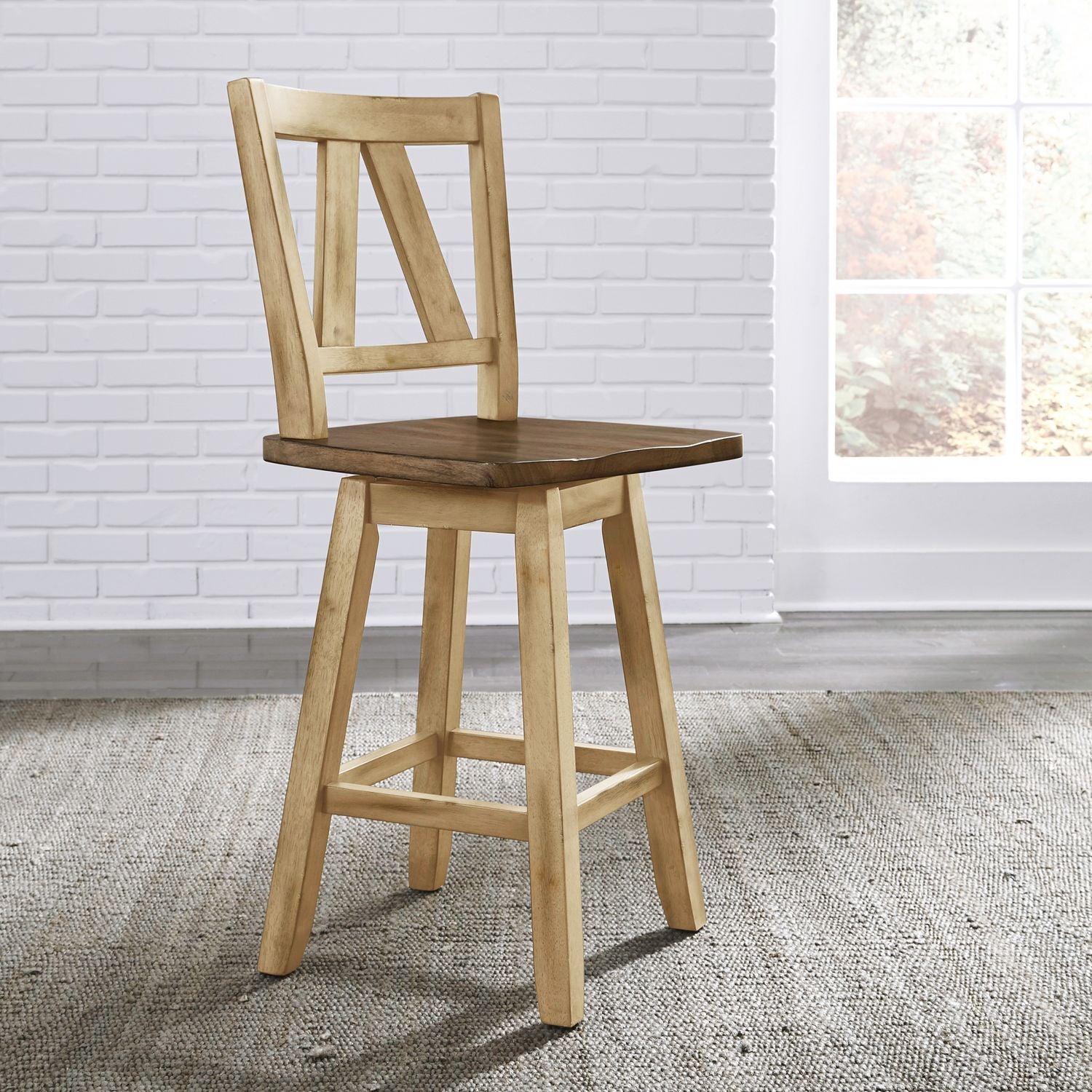 Lindsey Farm - Counter Height Swivel Chair (RTA) - Natural / Brown