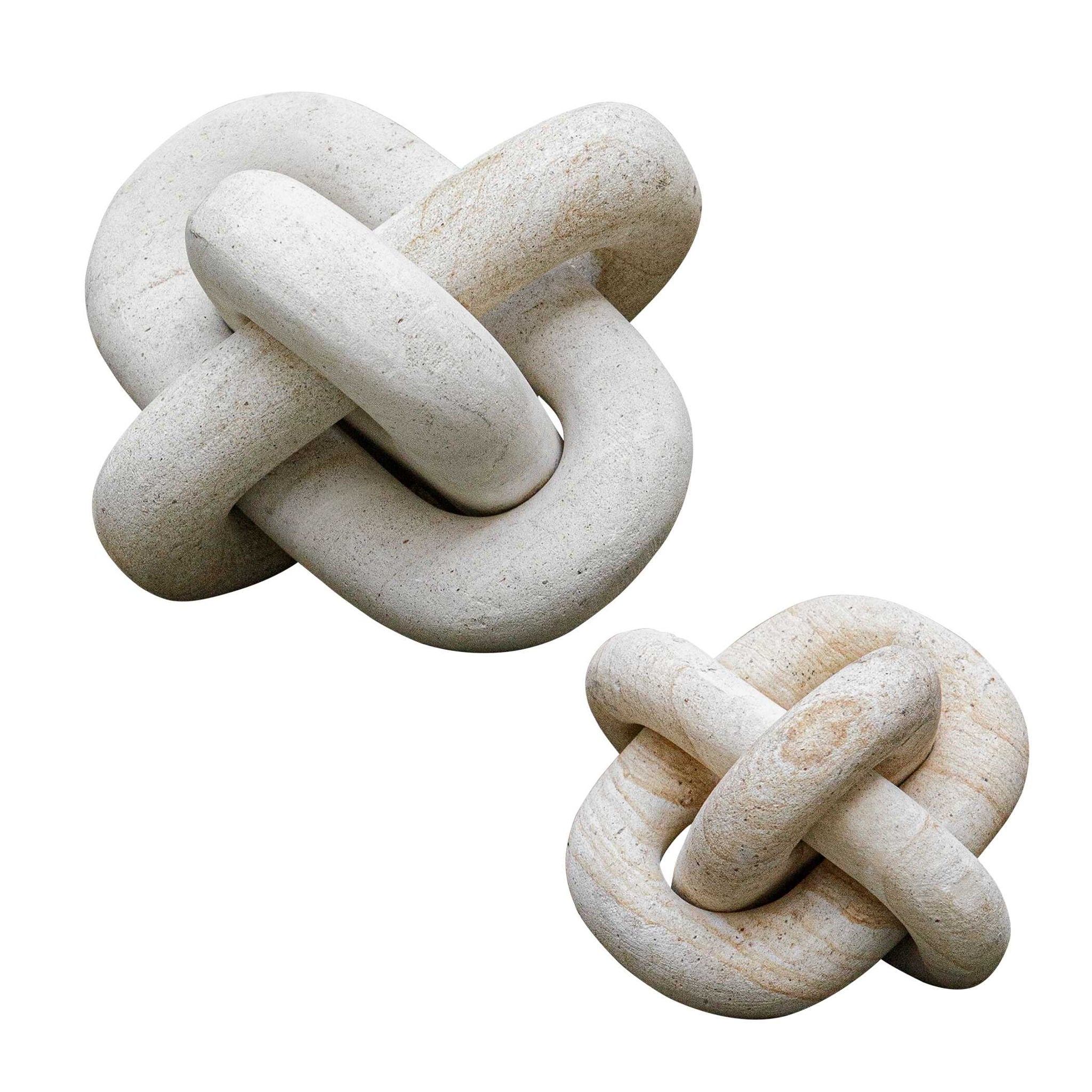 Limestone - Link Sculptures (Set of 2) - Beige