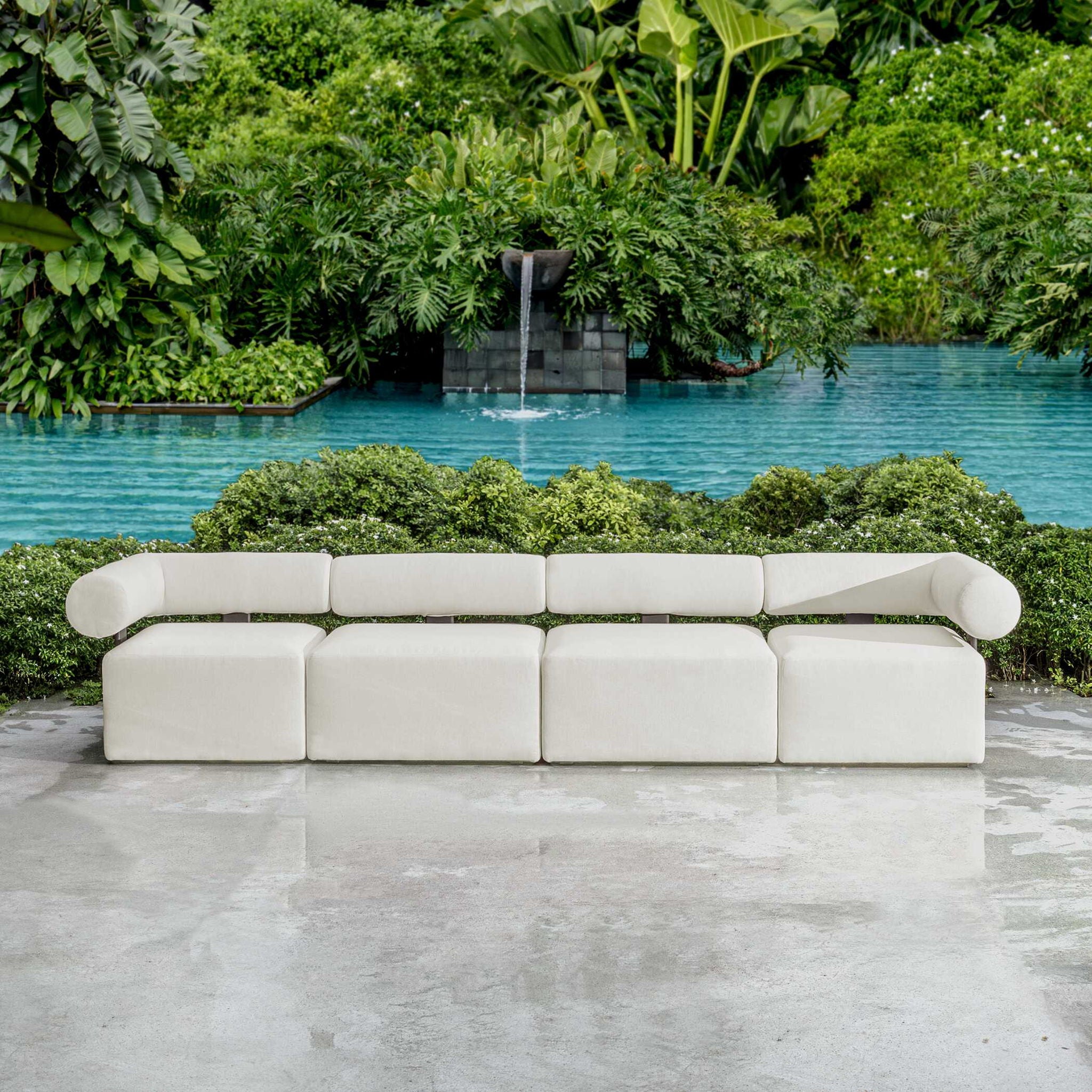 Bolster Back - Outdoor Corner Sofa - White