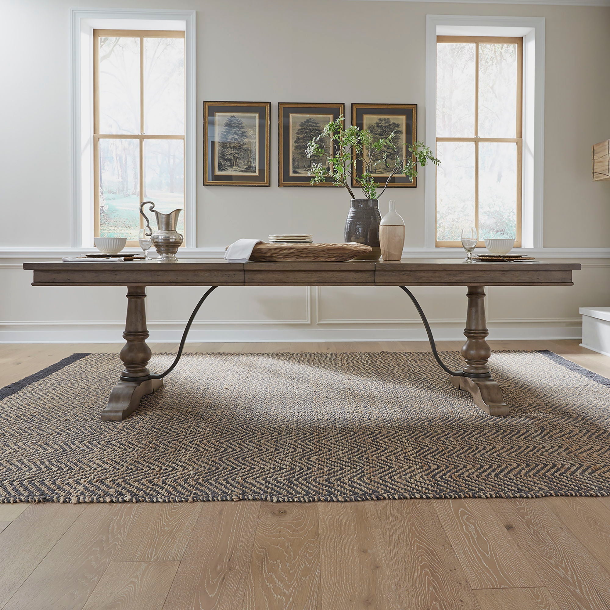 Americana Farmhouse - Trestle Table - Light Brown