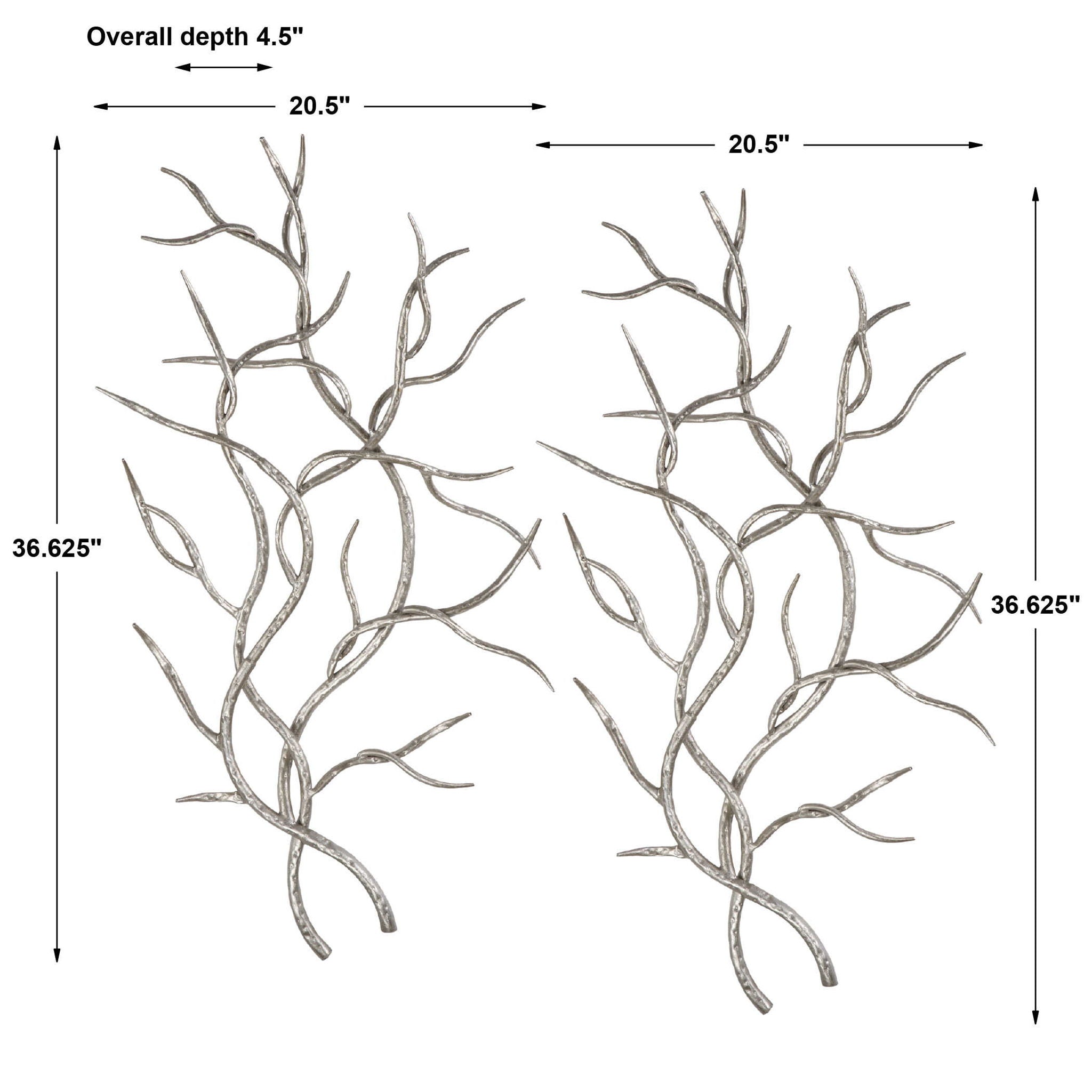Silver Branches - Wall Art (Set of 2) - Pearl Silver