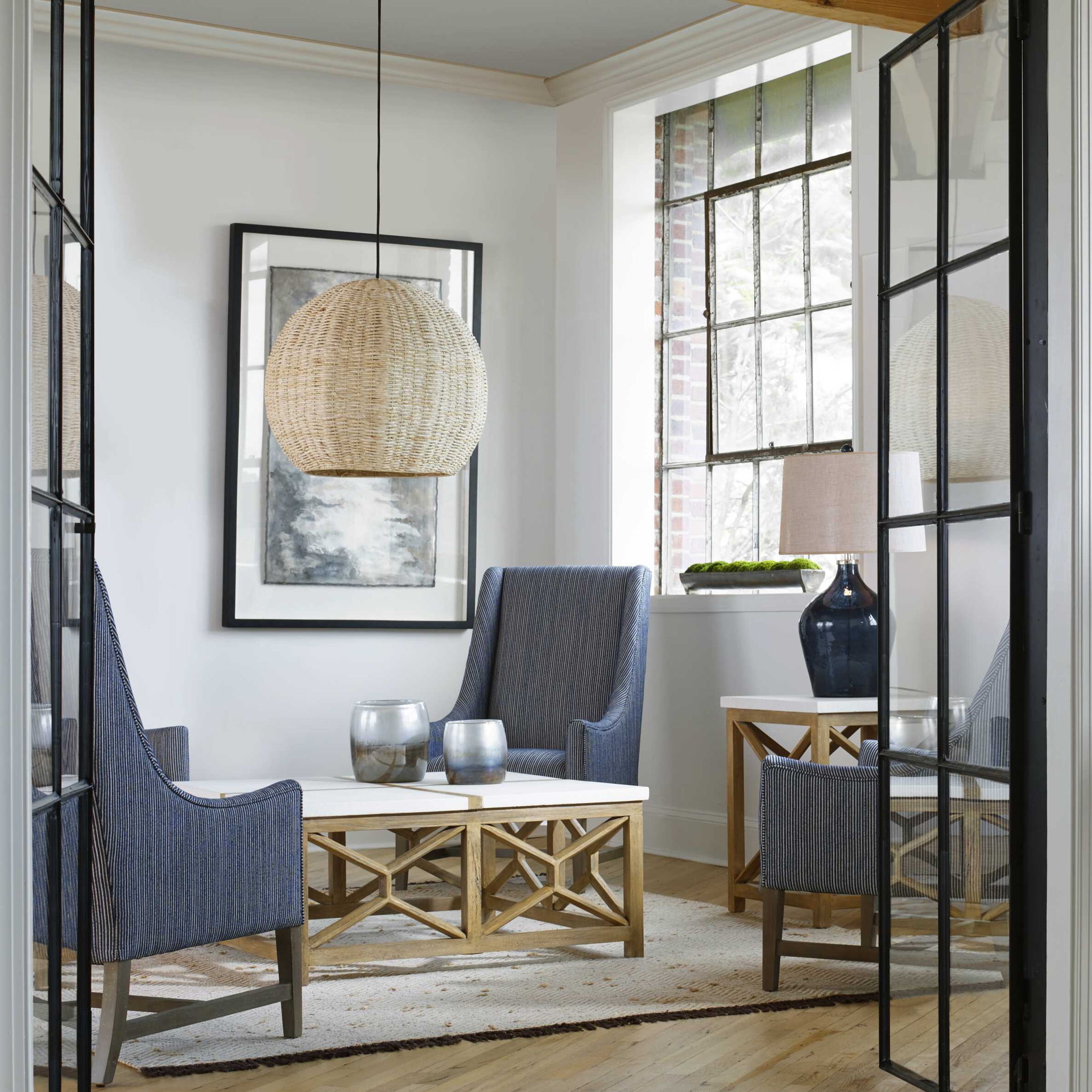 Seagrass - 1 Light Dome Pendant - Light Brown