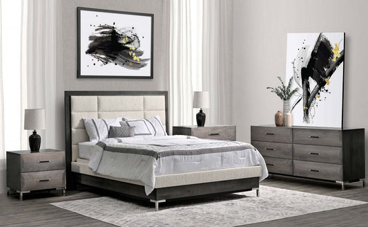 Amish American modern Bed 2A,C/ choice wood finish & fabric