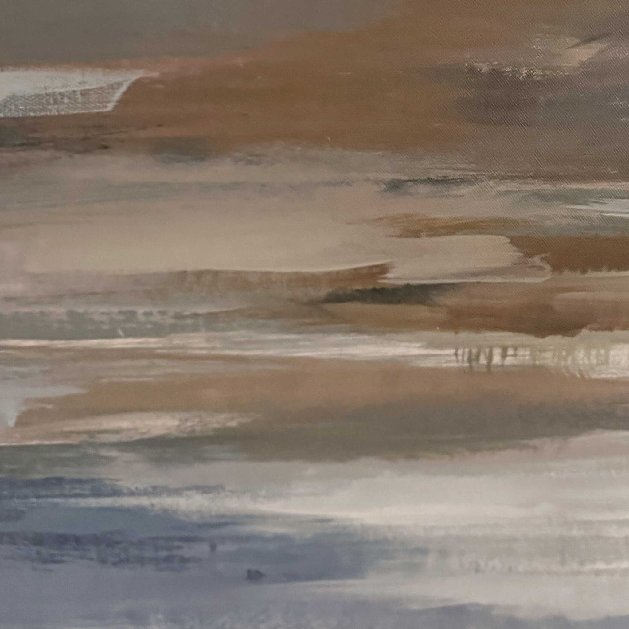 Lowlands - Framed Landscape Print - Black / Blue / Brown / Orange / White / Yellow