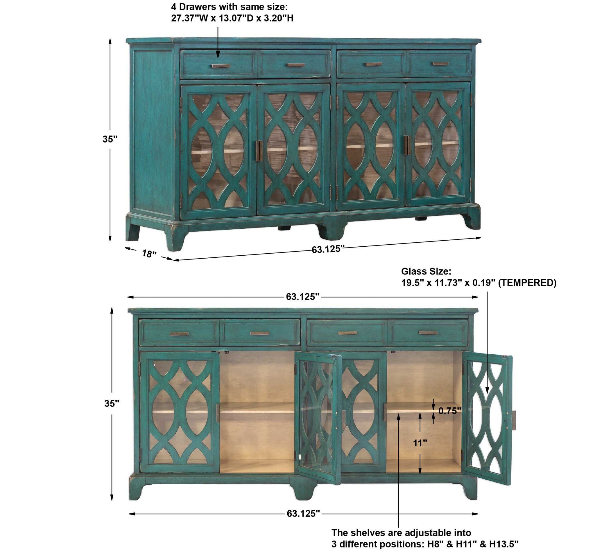 Oksana - Wooden Credenza - Green