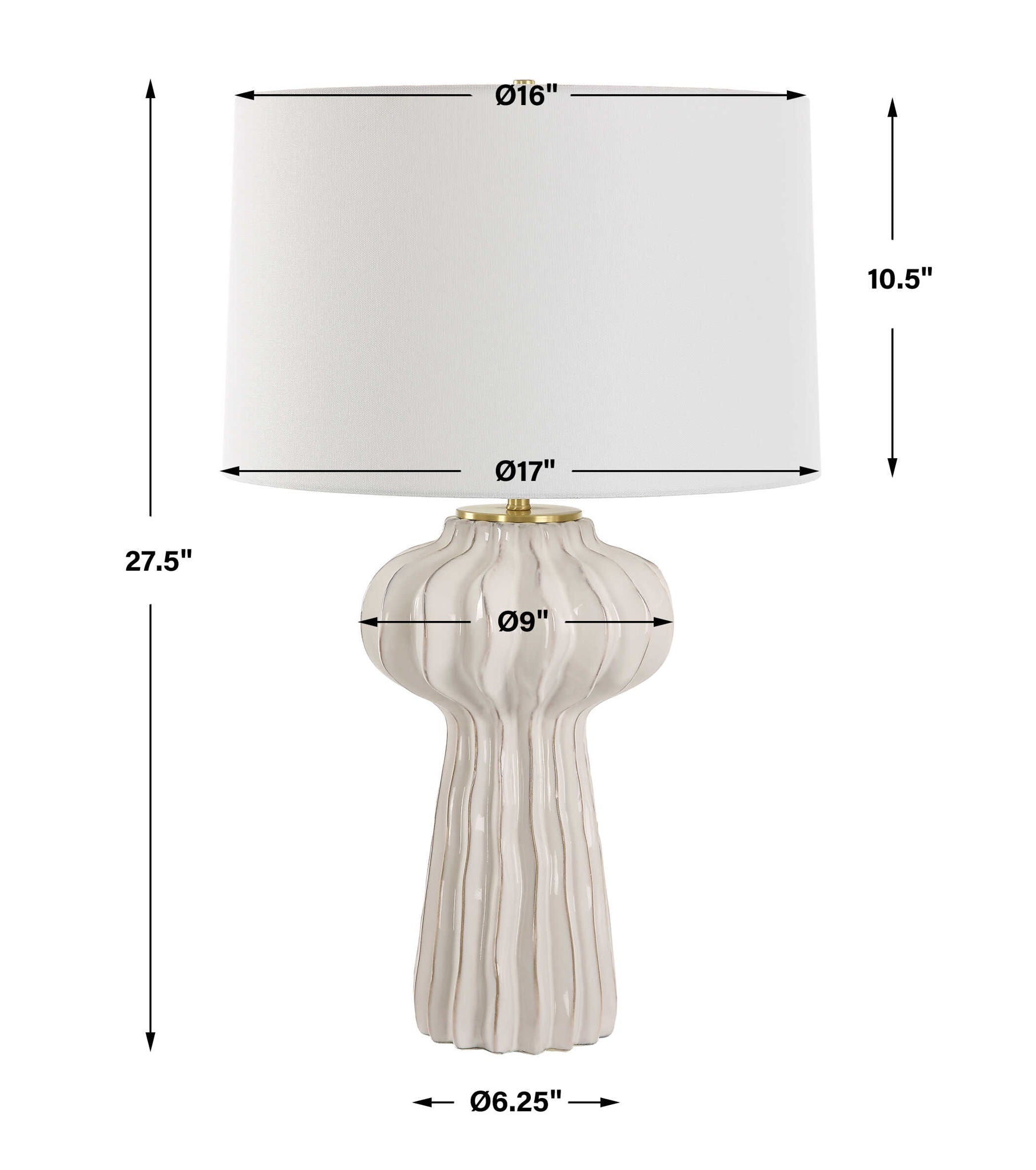 Wrenley - Ridged Table Lamp - White