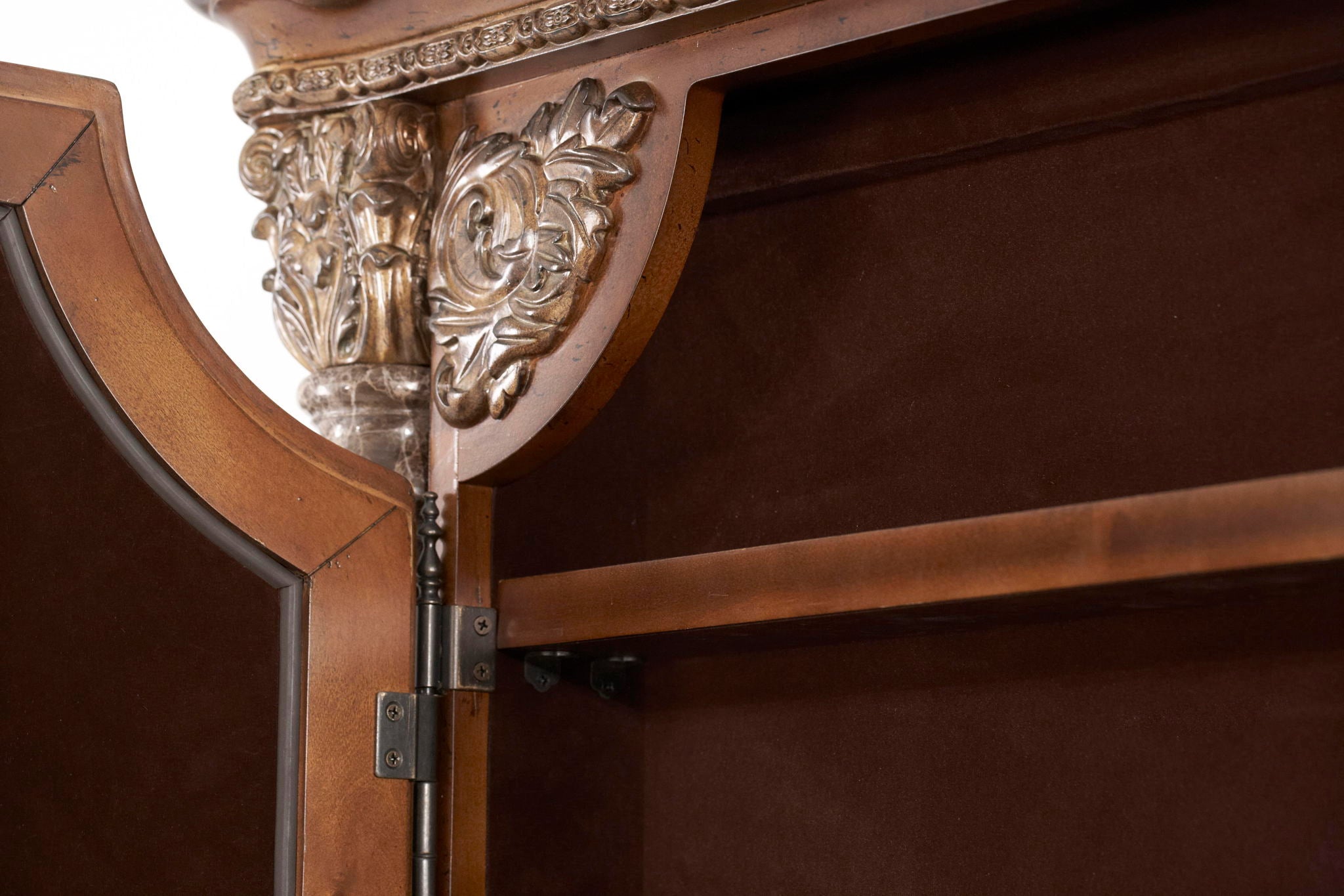 Villa Valencia - Accent Floor Wall Mirror With Storage - Classic Chestnut