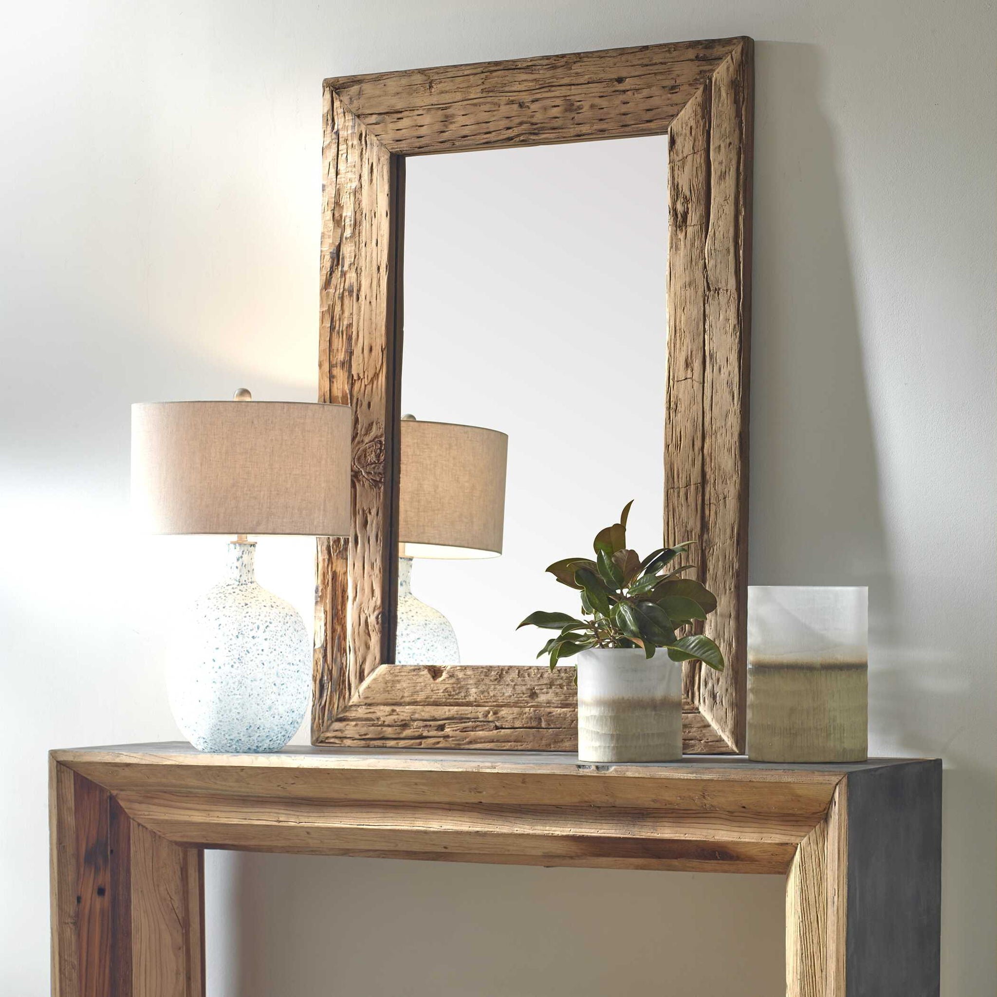 Rennick - Large Reclaimed Pine Mirror - Dark Brown