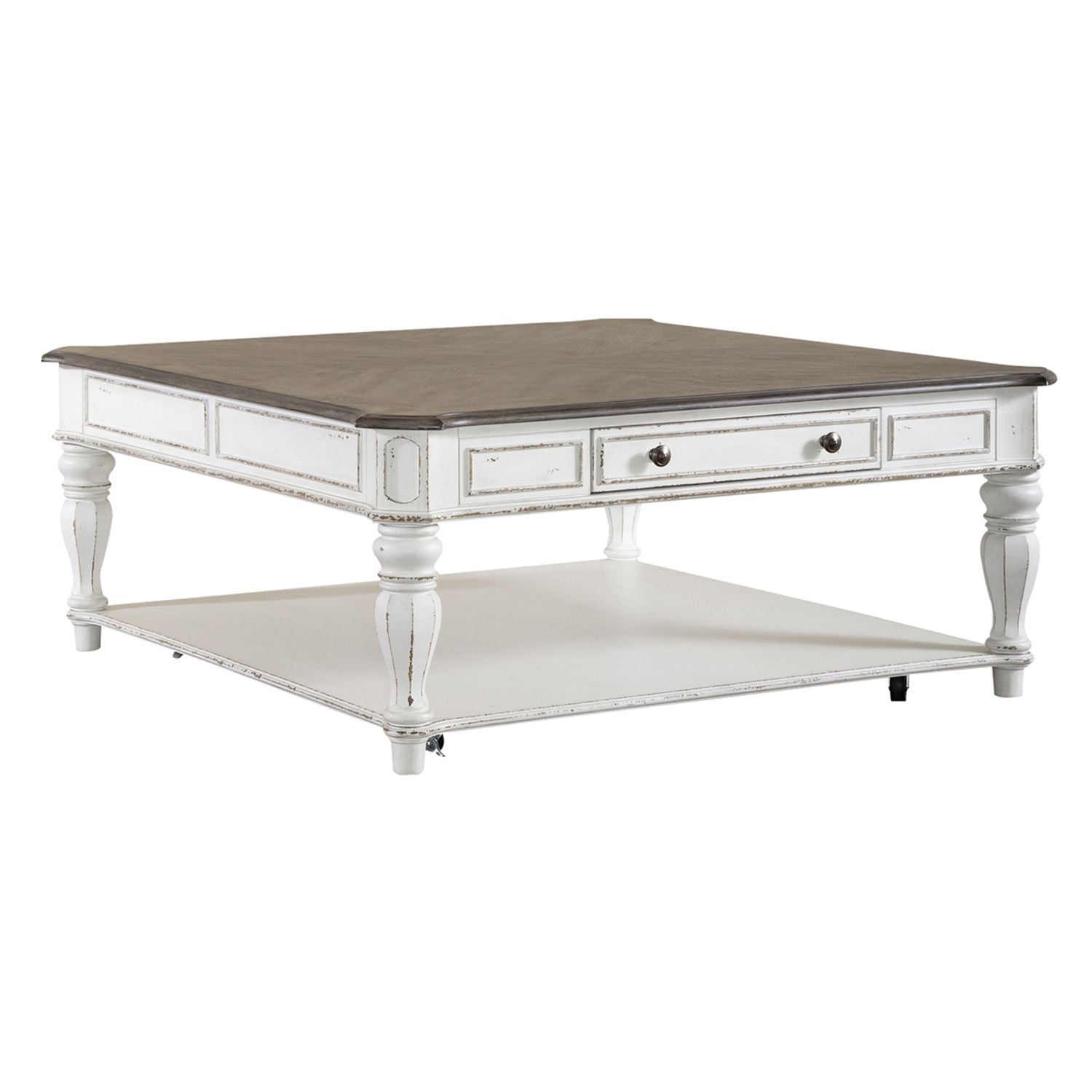 Magnolia Manor - Oversized Square Cocktail Table - White