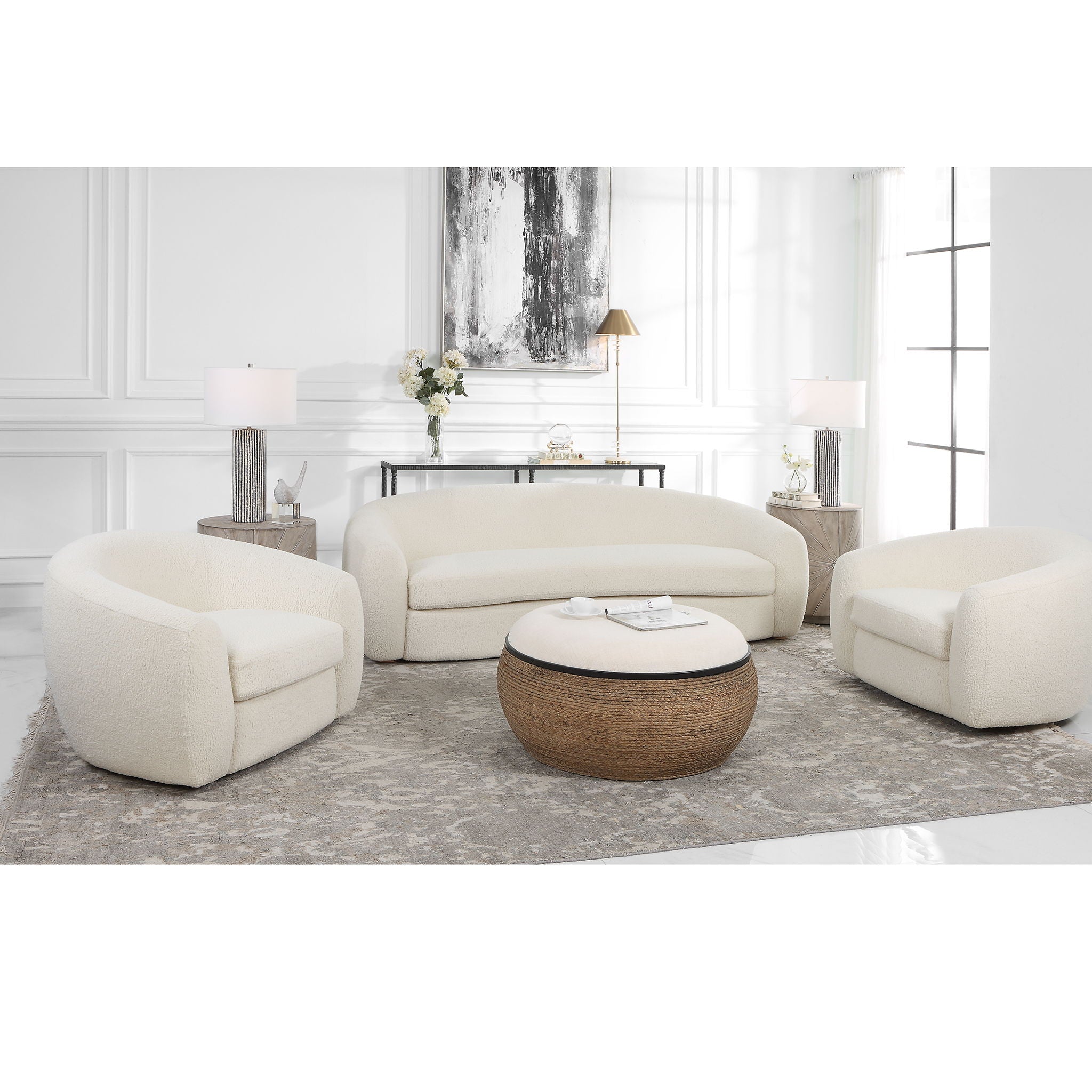 Capra - Art Deco White Sofa