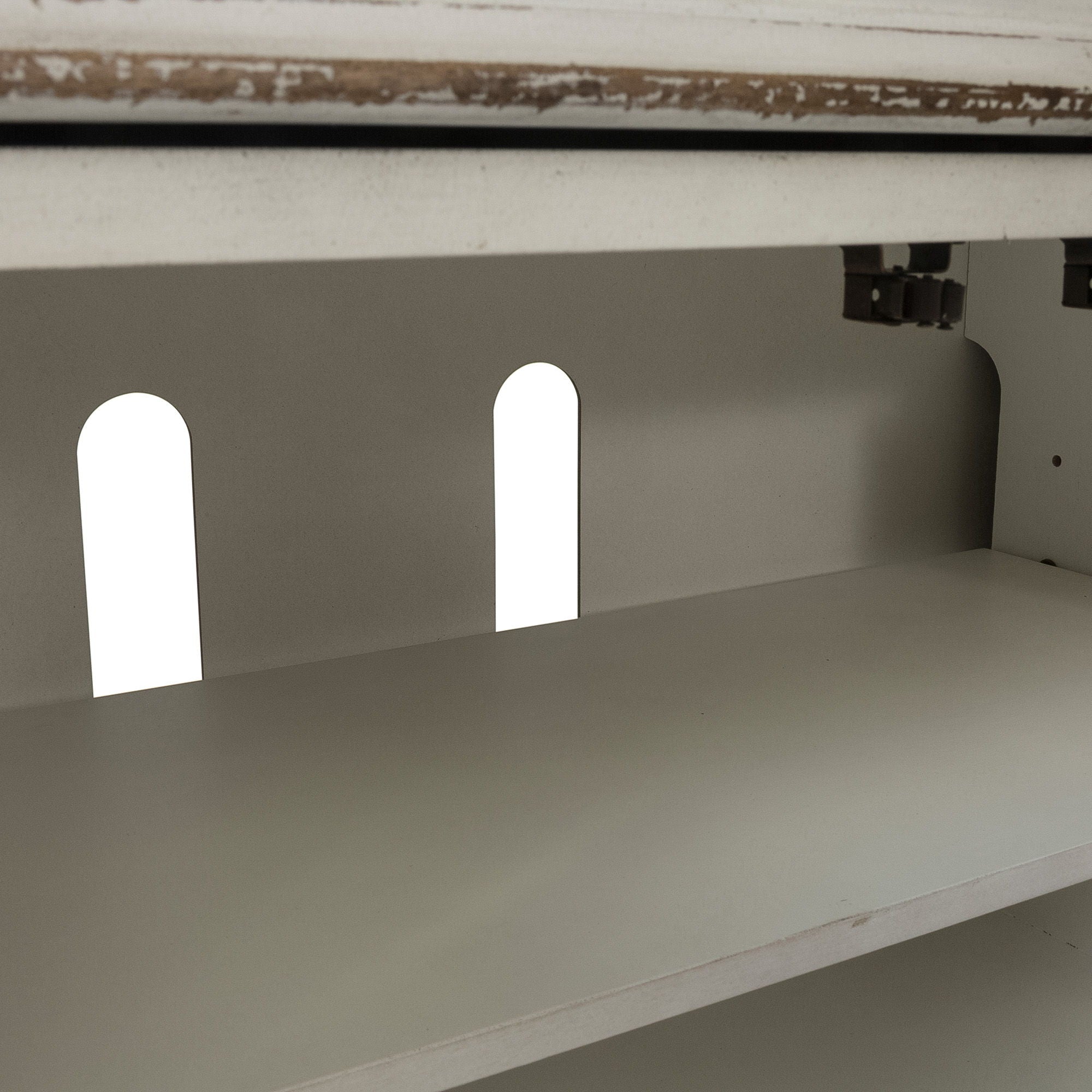 Magnolia Manor - Entertainment TV Stand (Glass Doors) - White