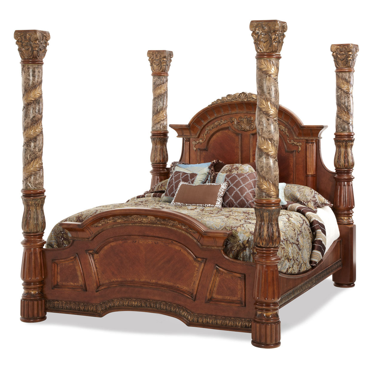 Villa Valencia Cal. King Canopy Bed - Classic Chestnut