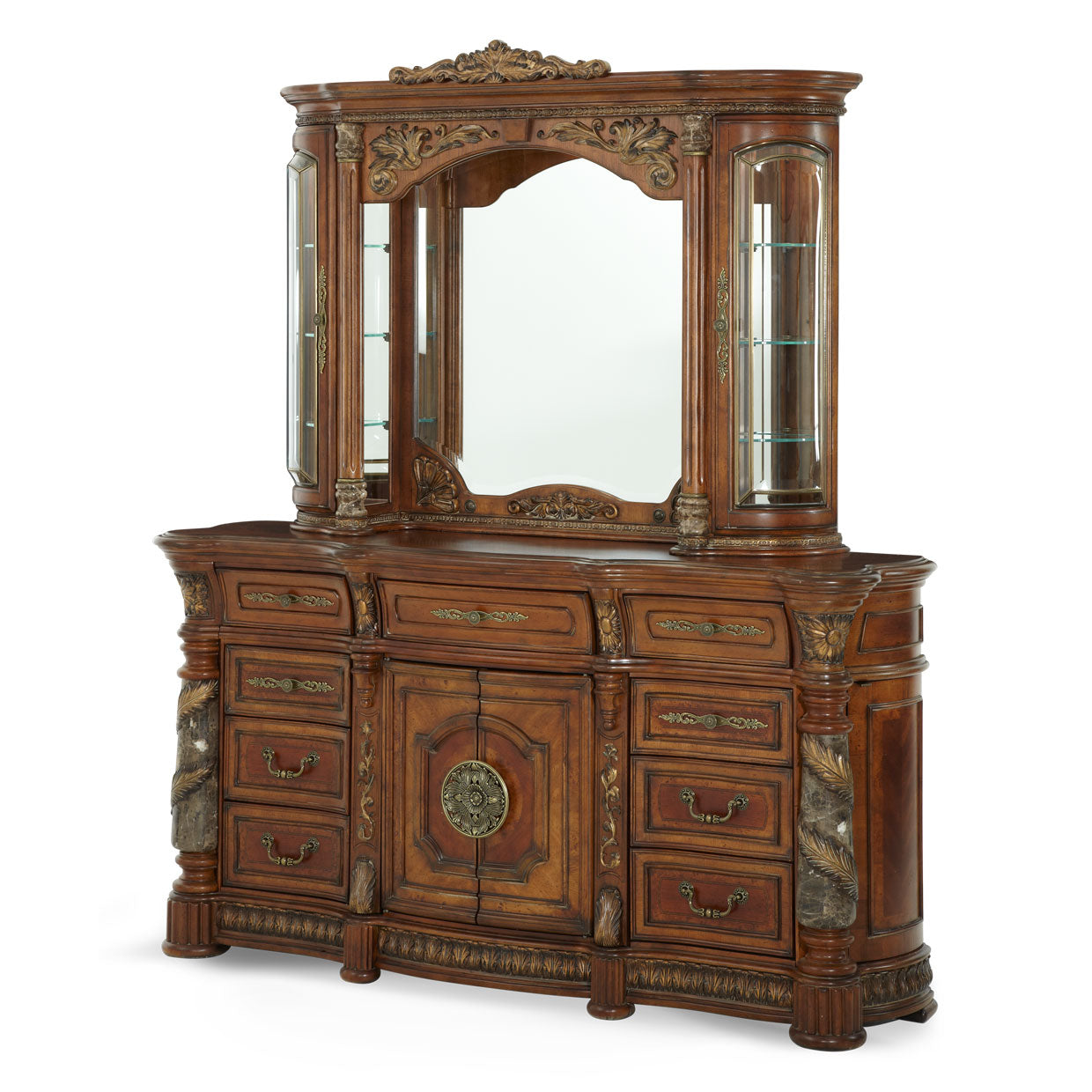 Villa Valencia Dresser with Mirror - Classic Chestnut