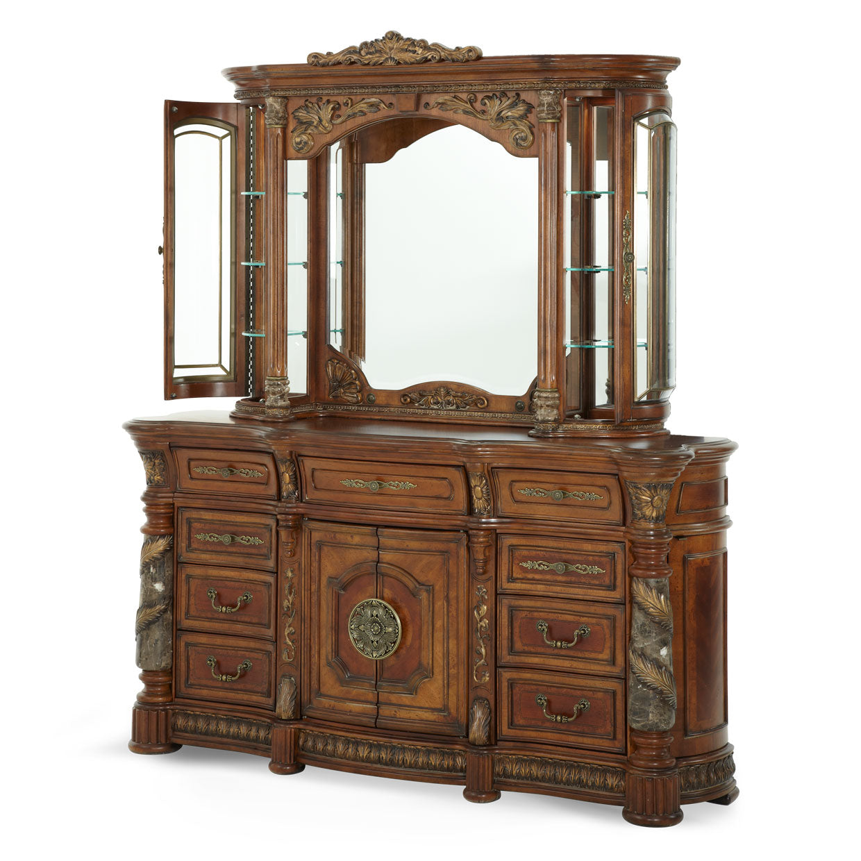 Villa Valencia Dresser with Mirror - Classic Chestnut