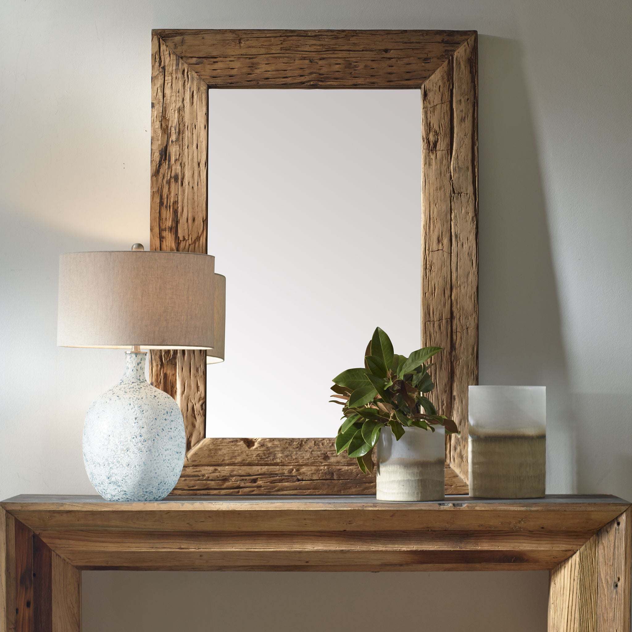 Rennick - Large Reclaimed Pine Mirror - Dark Brown