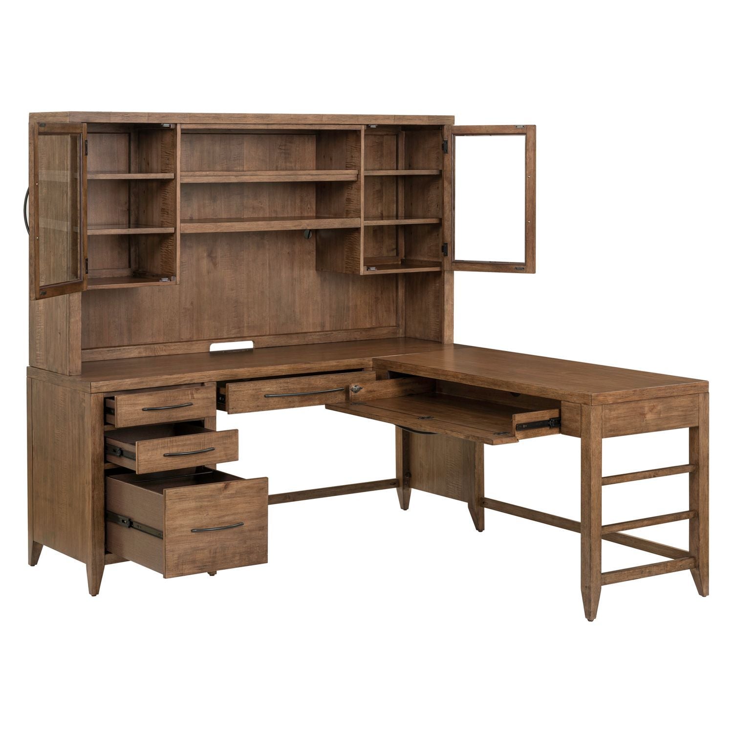 Shaker Lakes - Opt L Shaped Desk Set - Harvest Brown