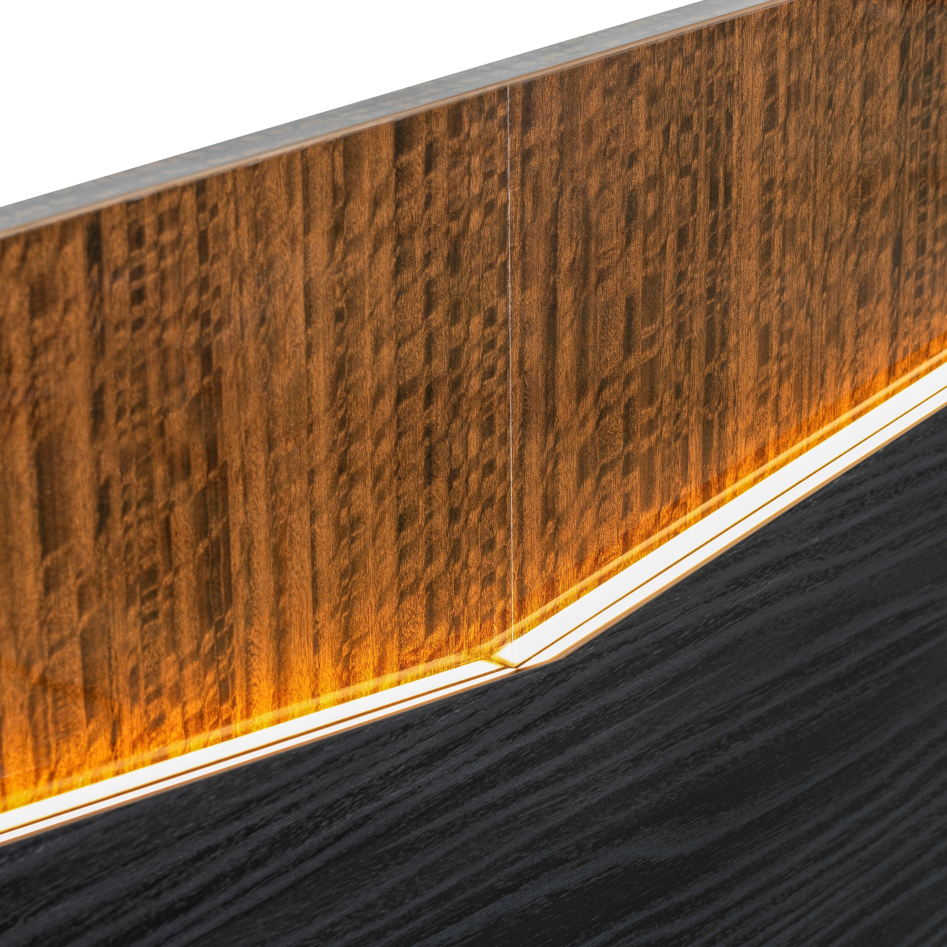 Kayner Eastern King Bed with LED Lights - Charcoal