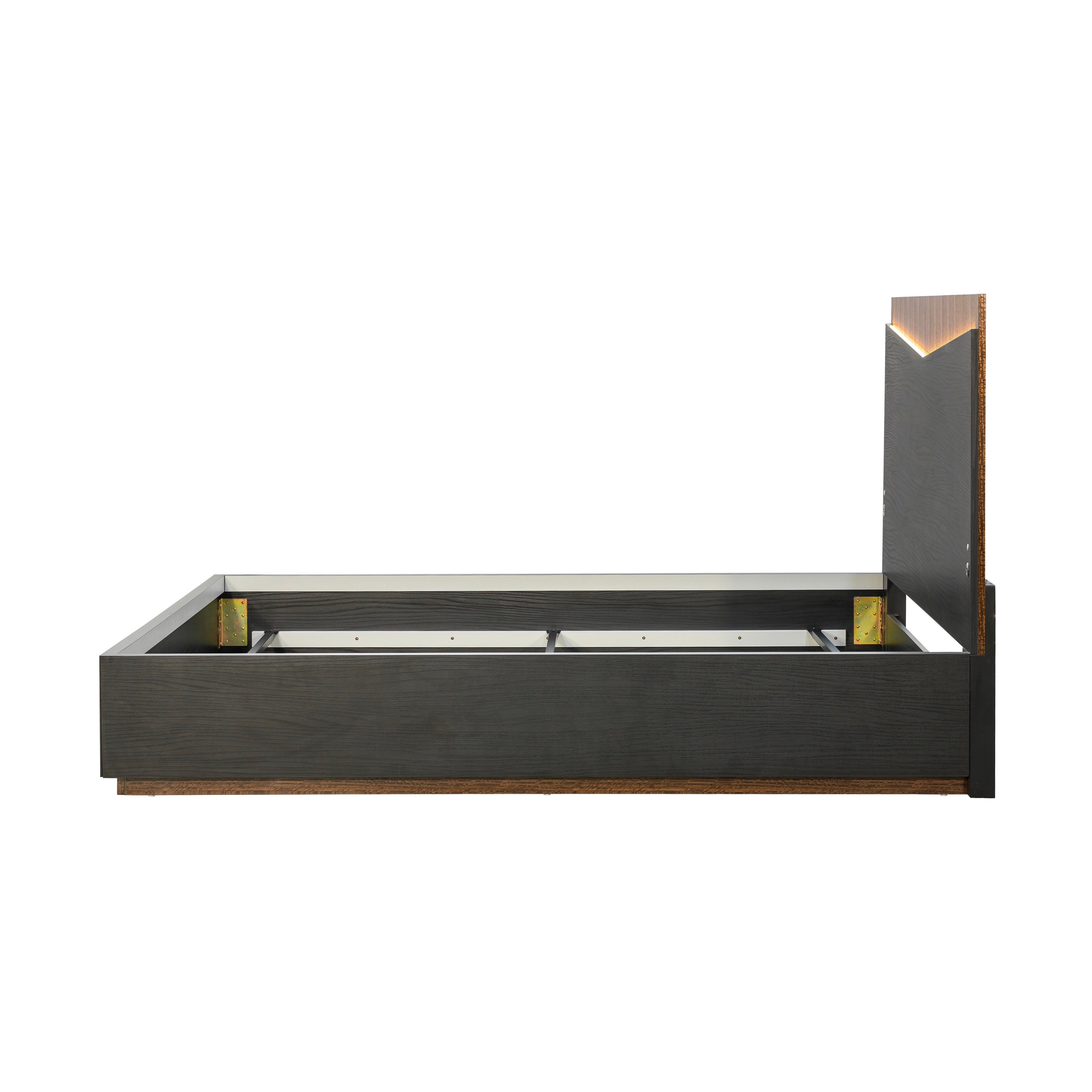 Kayner Eastern King Bed with LED Lights - Charcoal