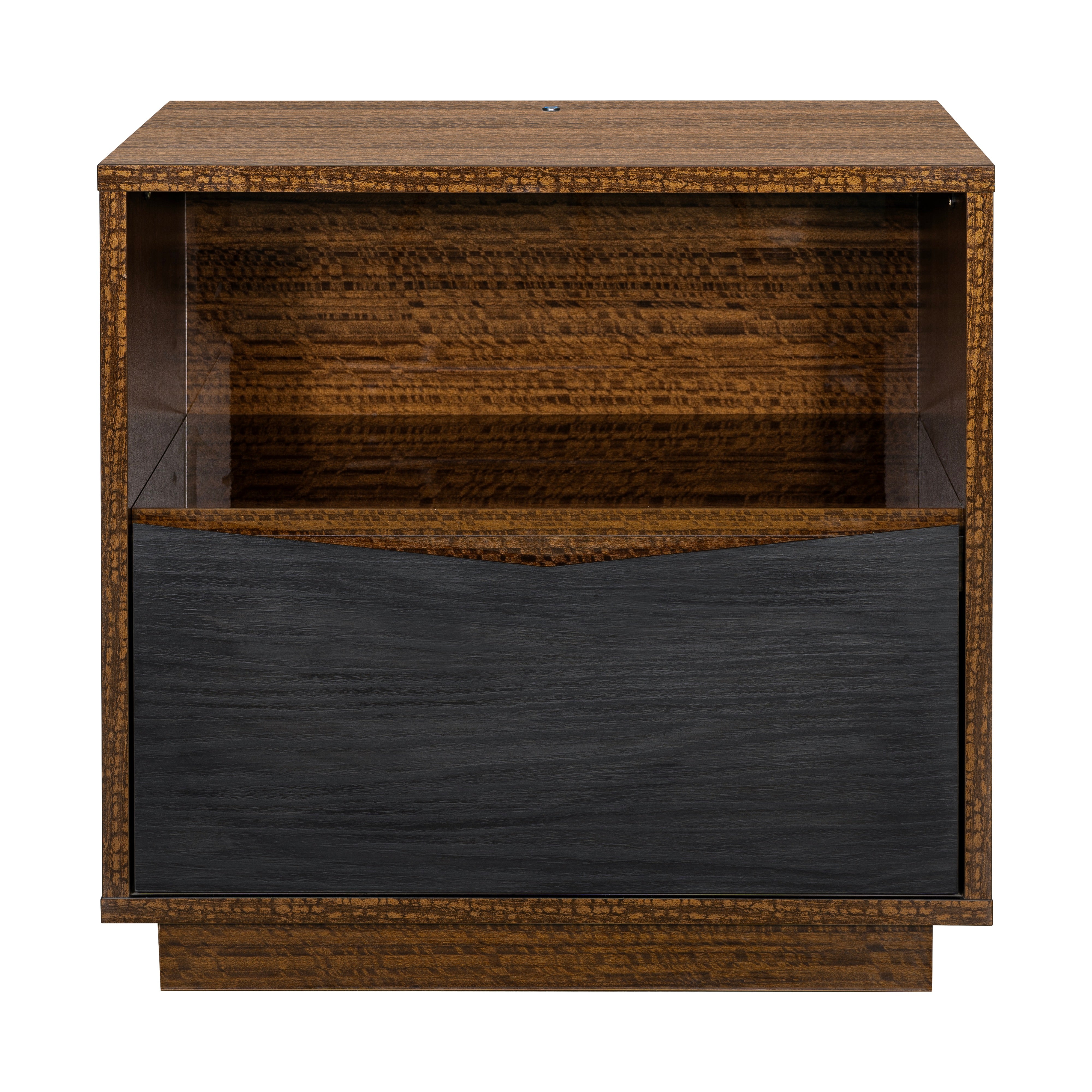 Kayner 1-Drawer Nightstand with LED Lights - Charcoal