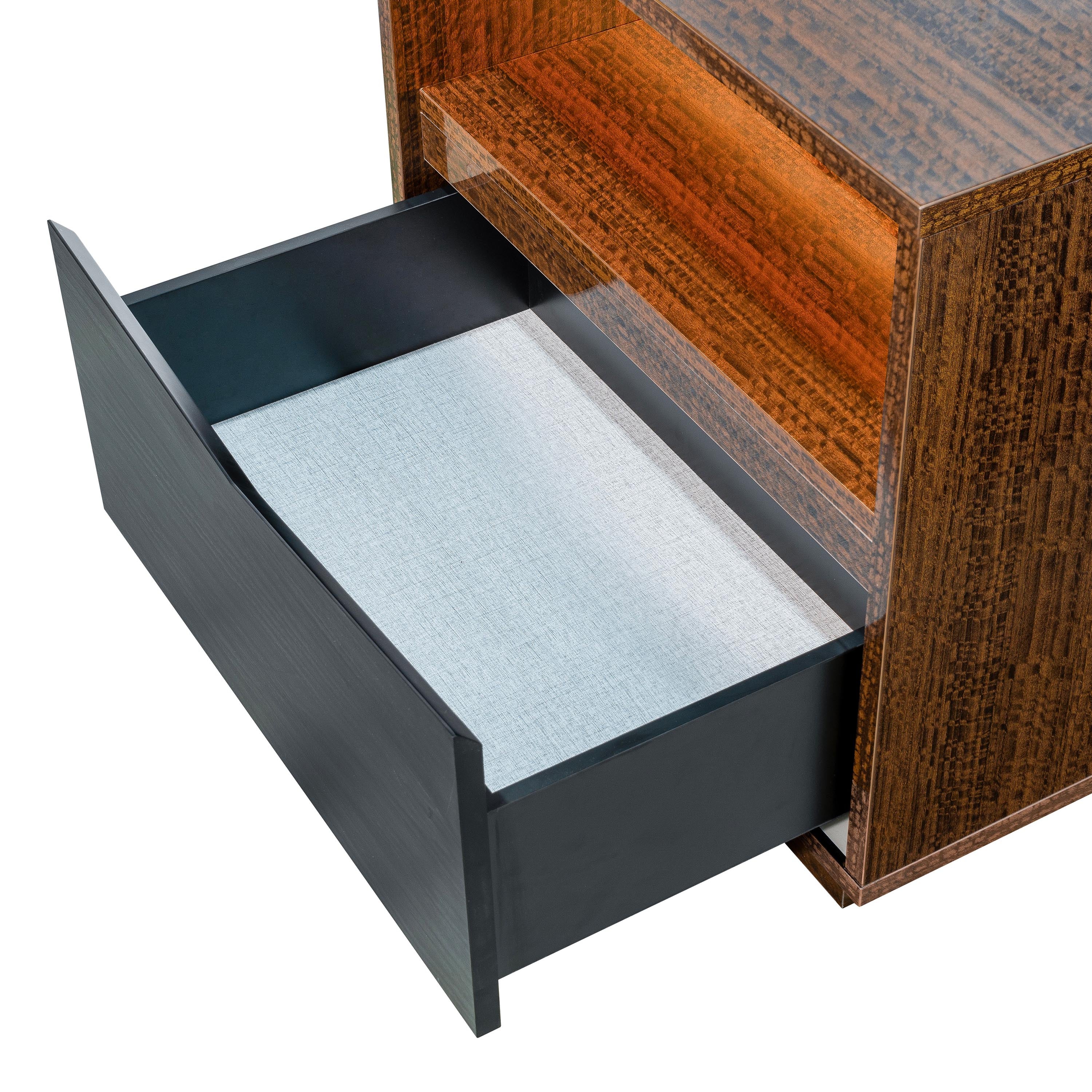 Kayner 1-Drawer Nightstand with LED Lights - Charcoal