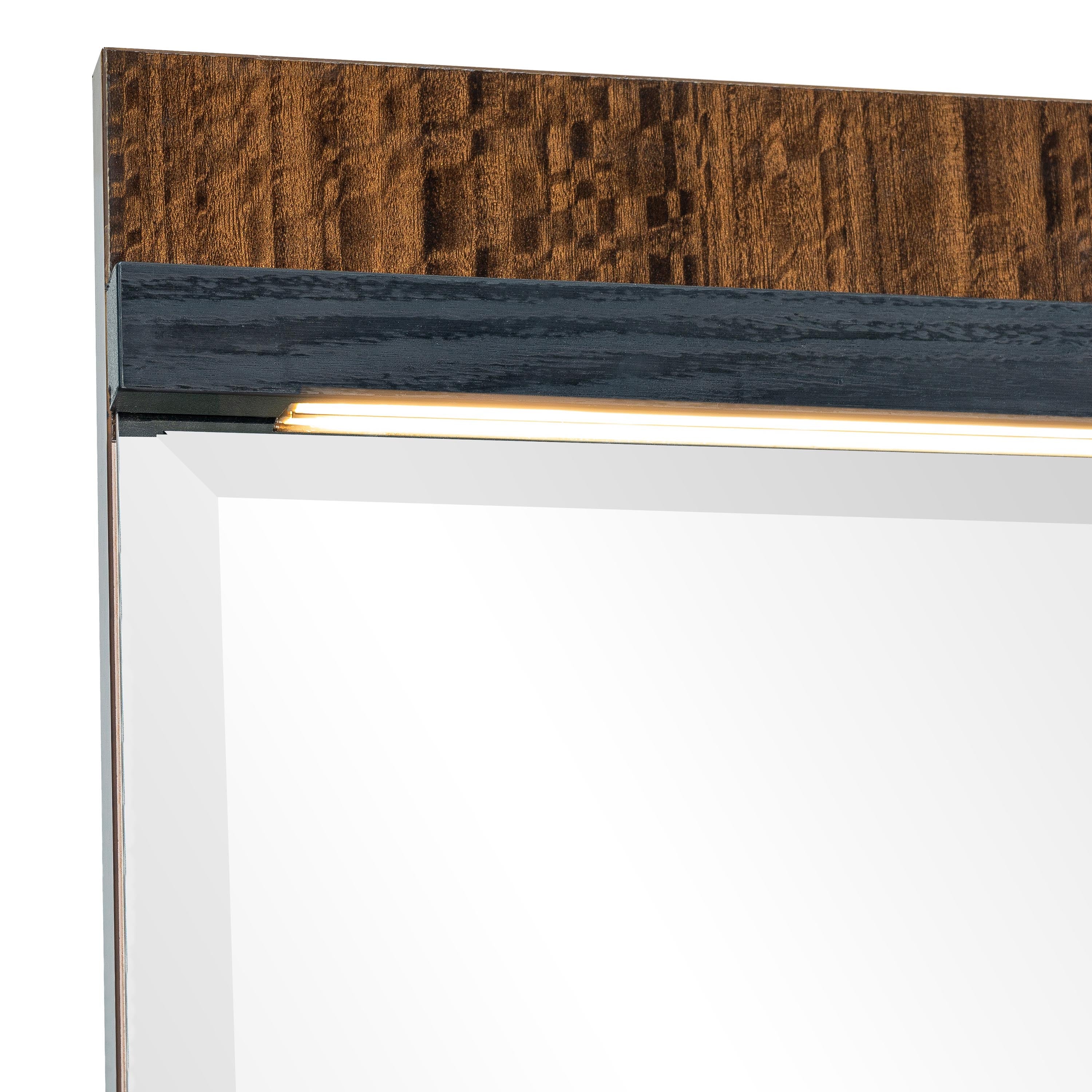 Kayner Dresser Mirror with LED Lights - Charcoal