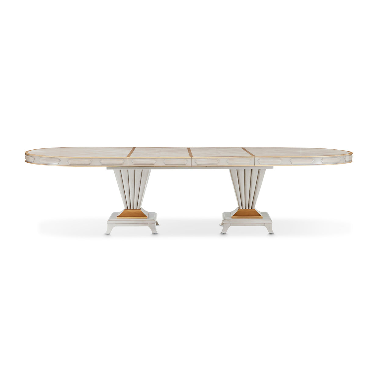 St. Charles Double Pedestal Dining Table - Dove Gray