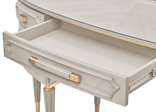 St. Charles Vanity Desk with Glass Top - Dove Gray