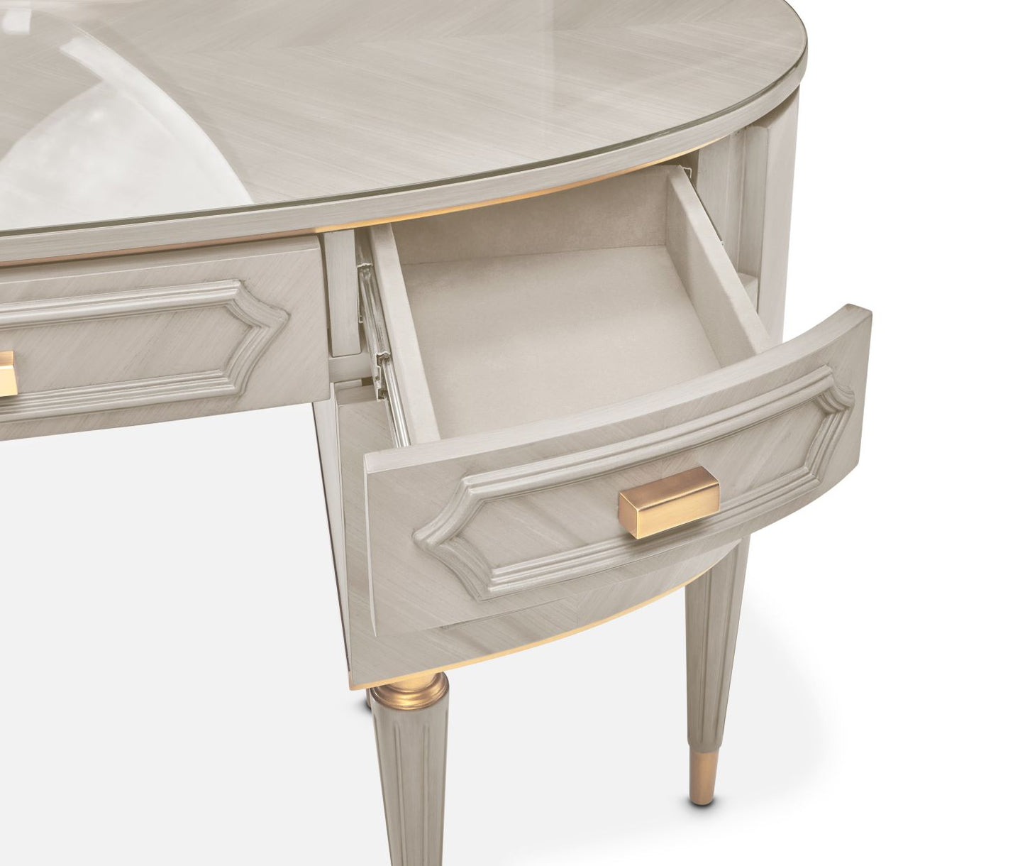St. Charles Vanity Desk with Glass Top - Dove Gray