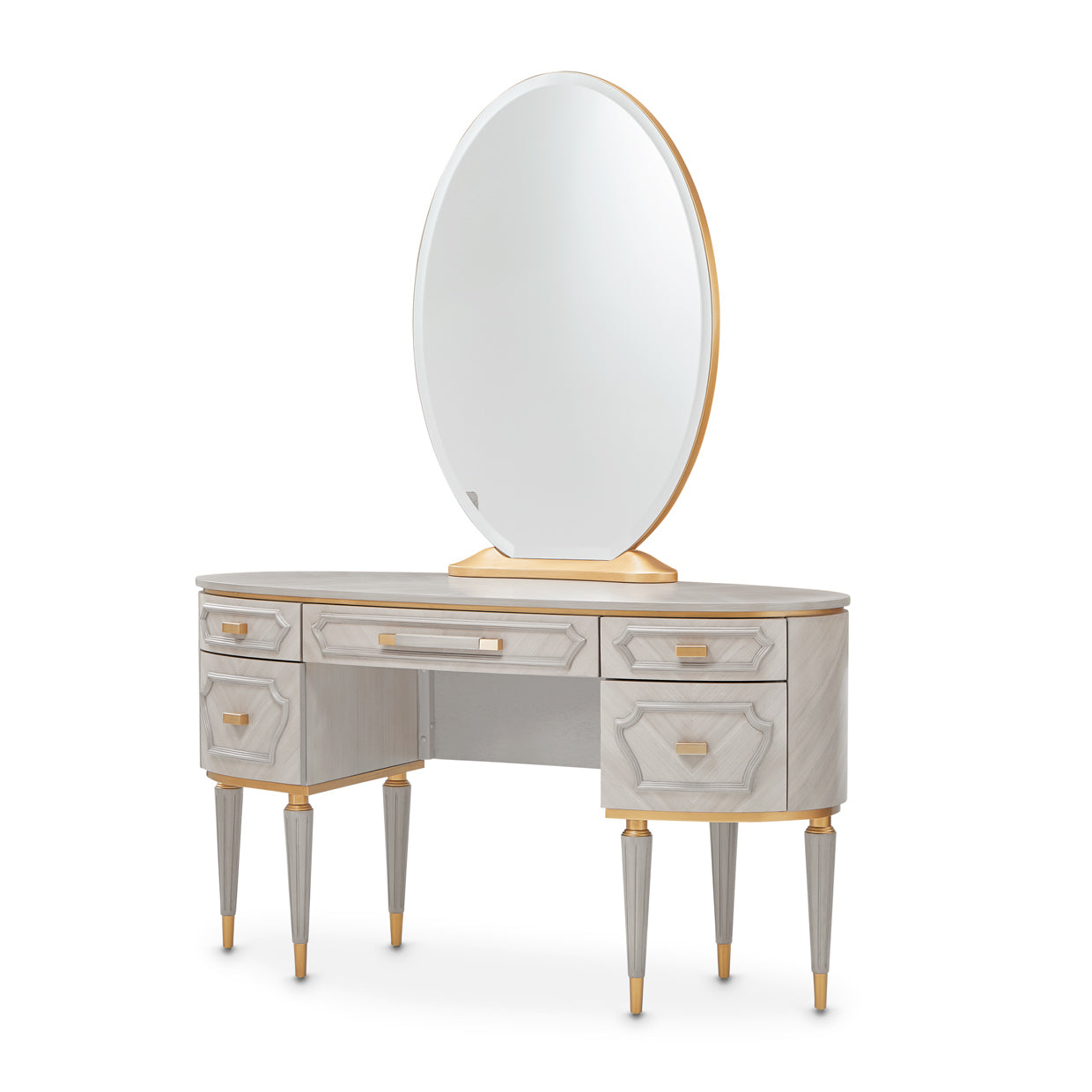 St. Charles Vanity Desk with Mirror & Chair - Dove Gray