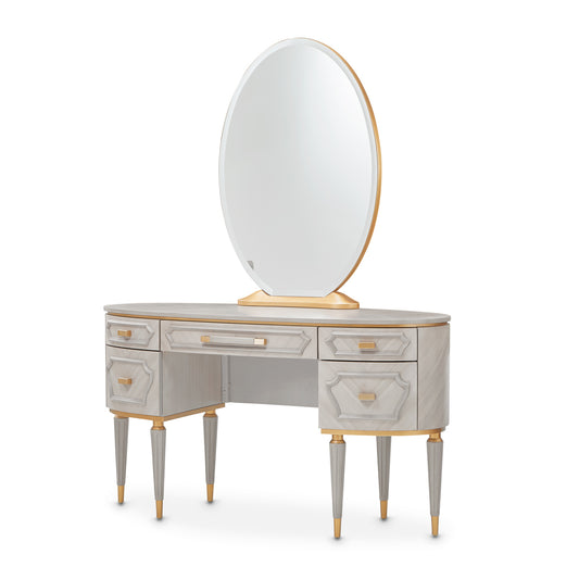 St. Charles Vanity Desk with Mirror & Chair - Dove Gray