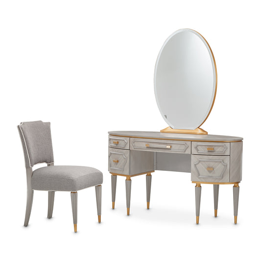 St. Charles Vanity Desk with Mirror & Chair - Dove Gray