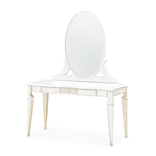 La Marisia Vanity Set with Mirror & Chair - Creamy Pearl