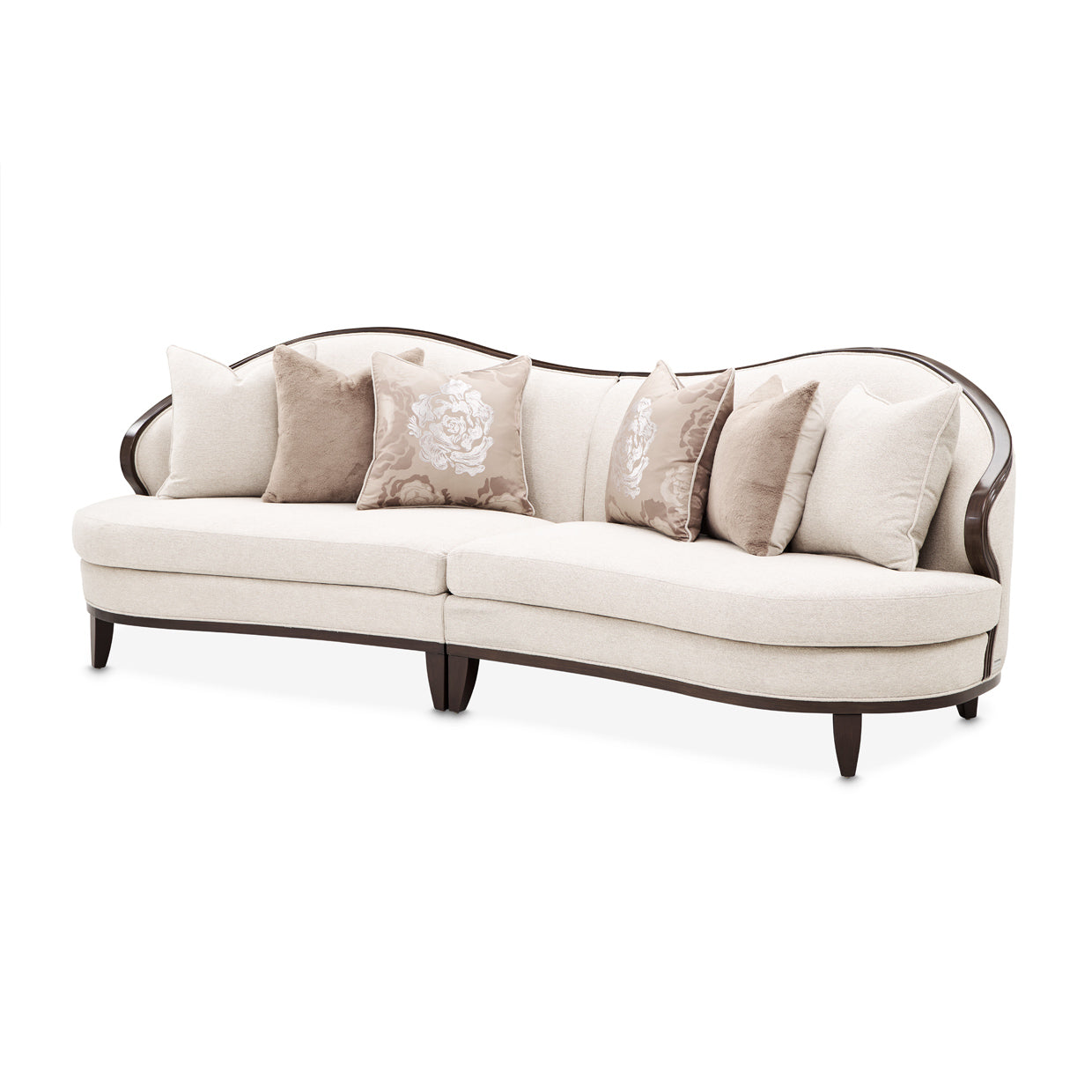 Camellia Field 2-Piece Chenille Sectional Sofa - Linen/Pecan