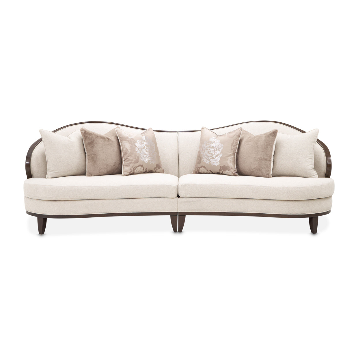 Camellia Field 2-Piece Chenille Sectional Sofa - Linen/Pecan