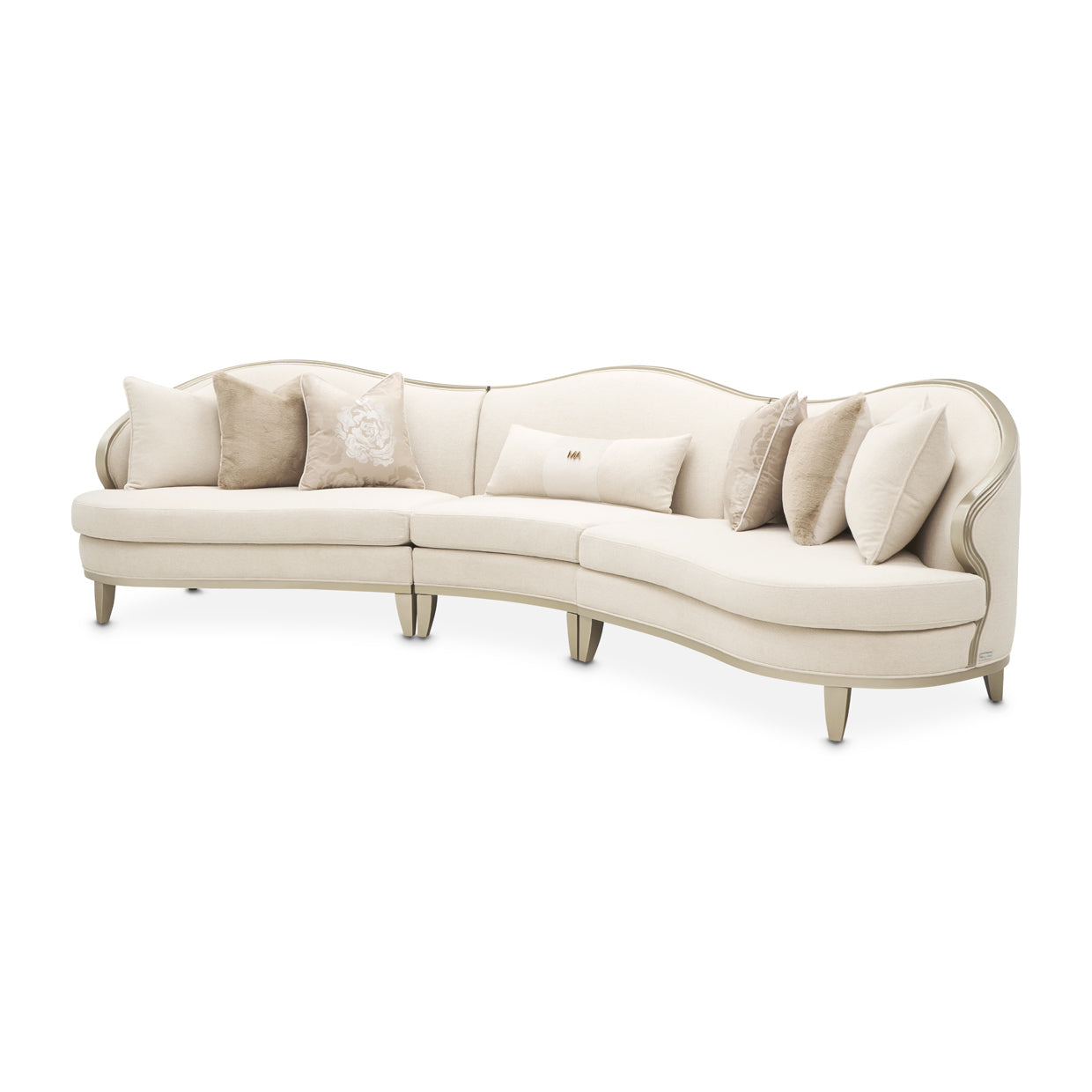 Camellia Field 3-Piece Sectional Sofa - Cornsilk/Champagne Gold
