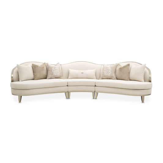 Camellia Field 3-Piece Sectional Sofa - Cornsilk/Champagne Gold
