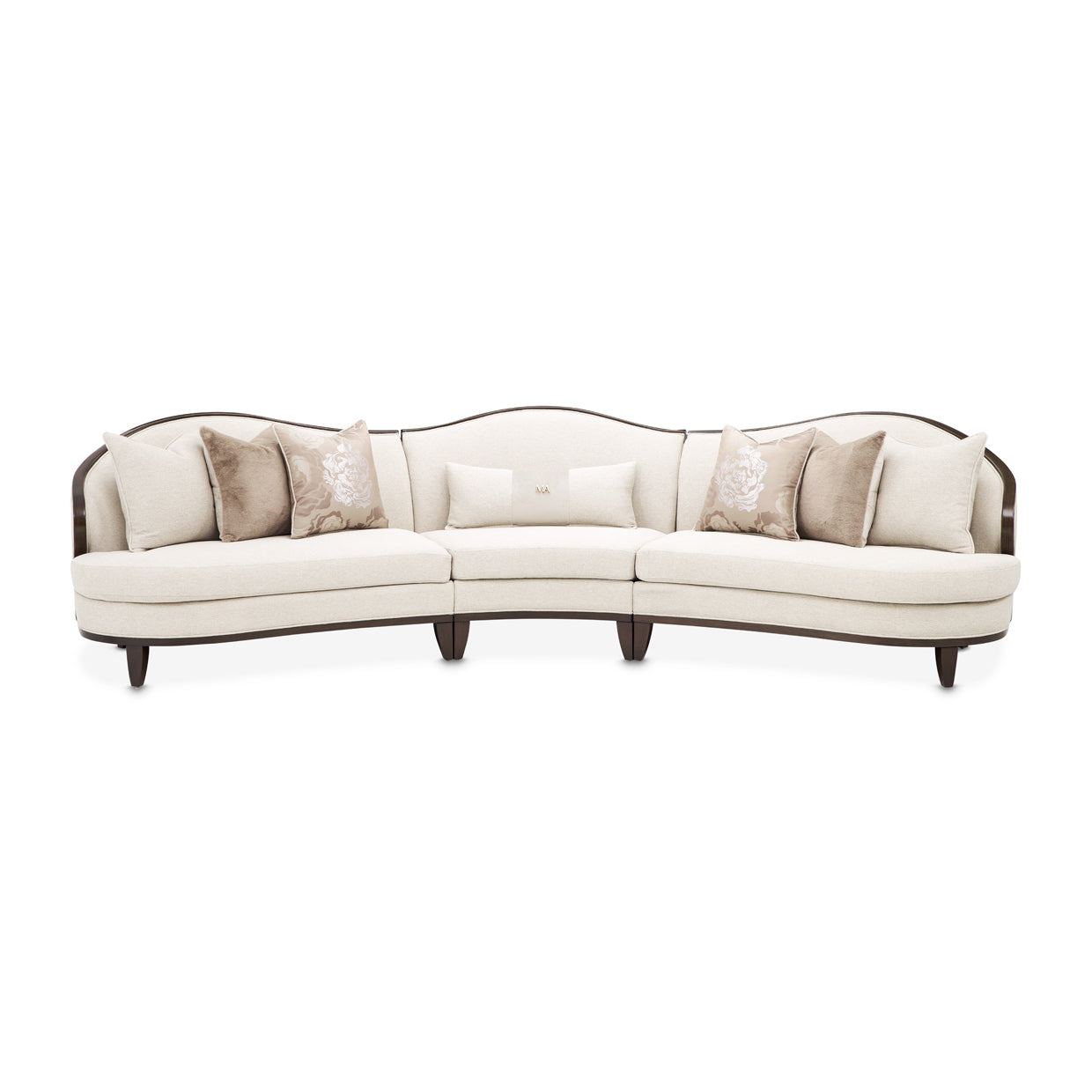 Camellia Field 3-Piece Chenille Sectional Sofa - Linen/Pecan