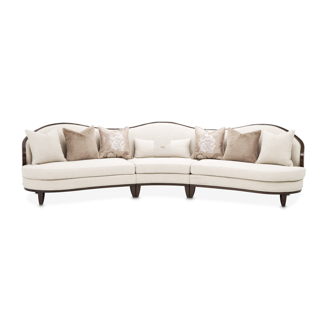 Camellia Field 3-Piece Chenille Sectional Sofa - Linen/Pecan
