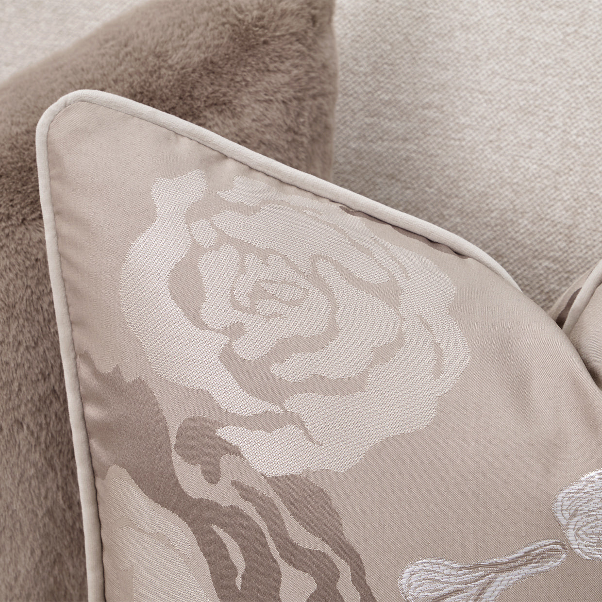 Camellia Field 3-Piece Chenille Sectional Sofa - Linen/Pecan