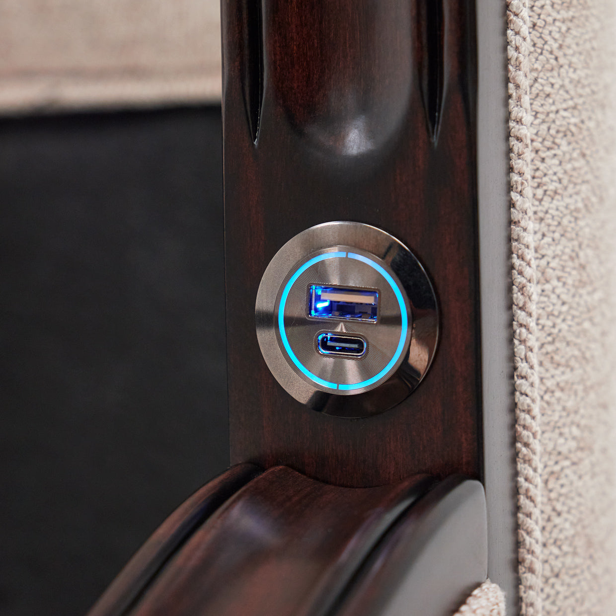 Camellia Field King Upholstered Bed - Linen/Warm Pecan