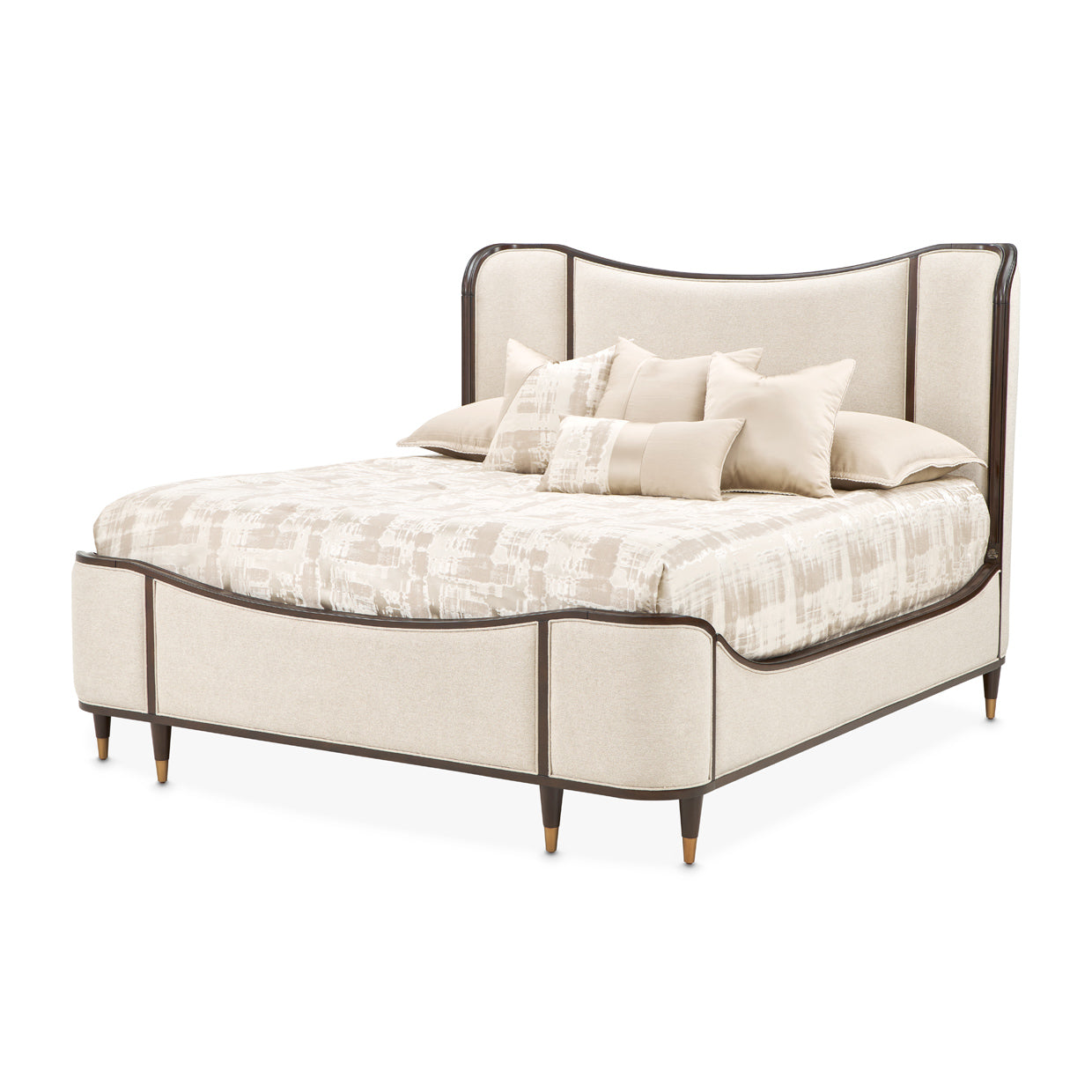 Camellia Field King Upholstered Bed - Linen/Warm Pecan