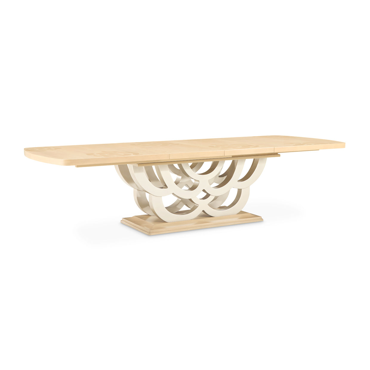 Camellia Field Rectangular Pedestal Dining Table - Caramel