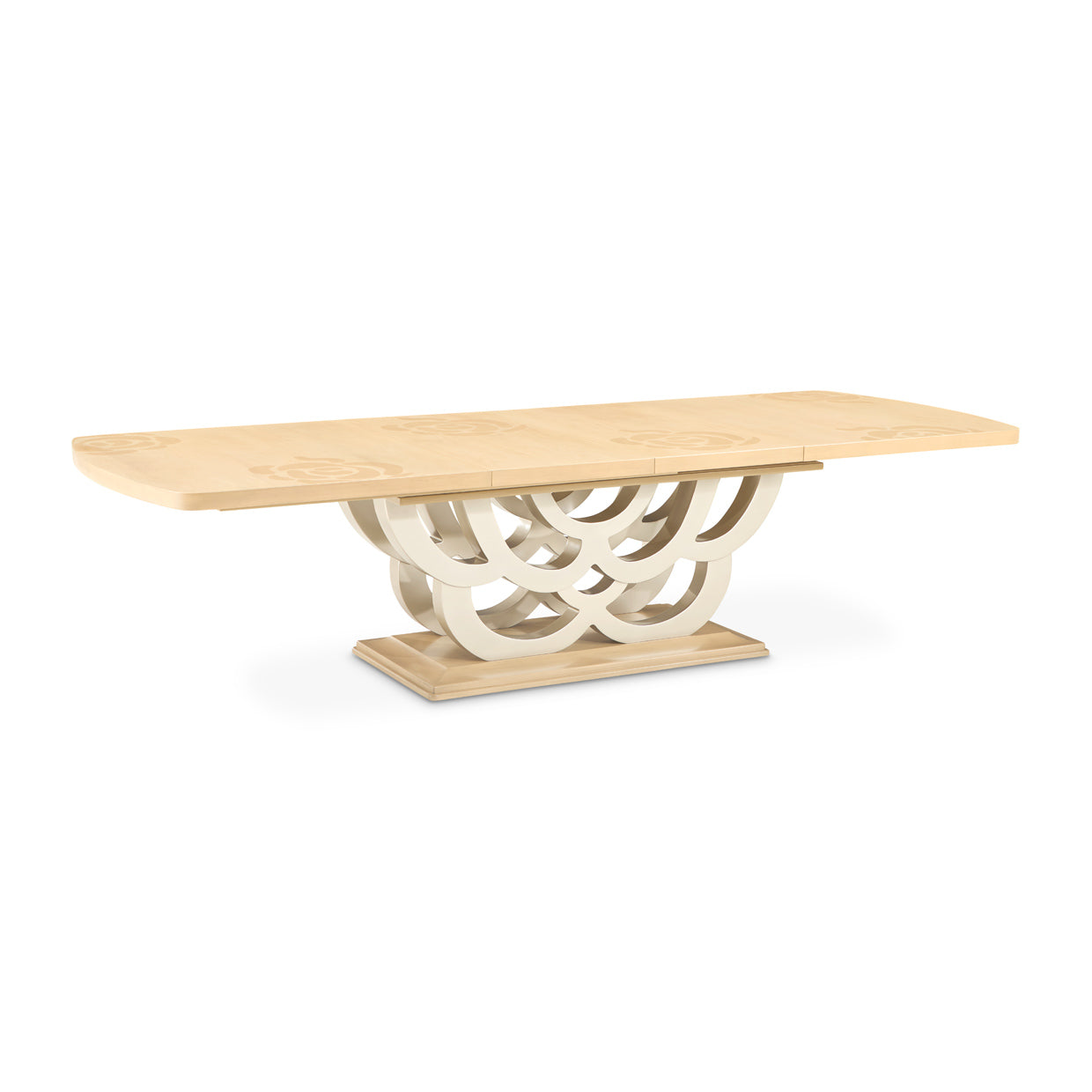 Camellia Field Rectangular Pedestal Dining Table - Caramel