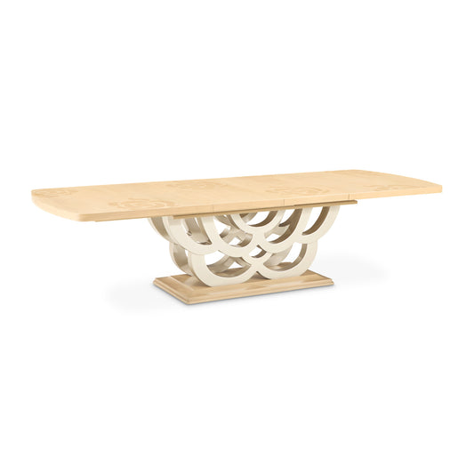 Camellia Field Rectangular Pedestal Dining Table - Caramel