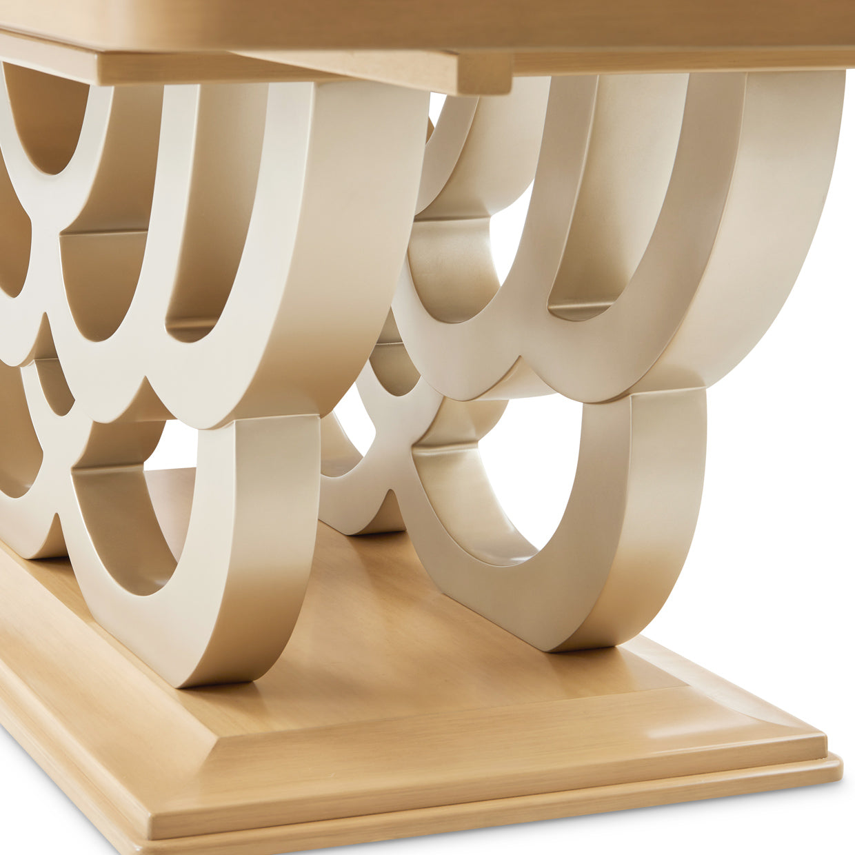 Camellia Field Rectangular Pedestal Dining Table - Caramel